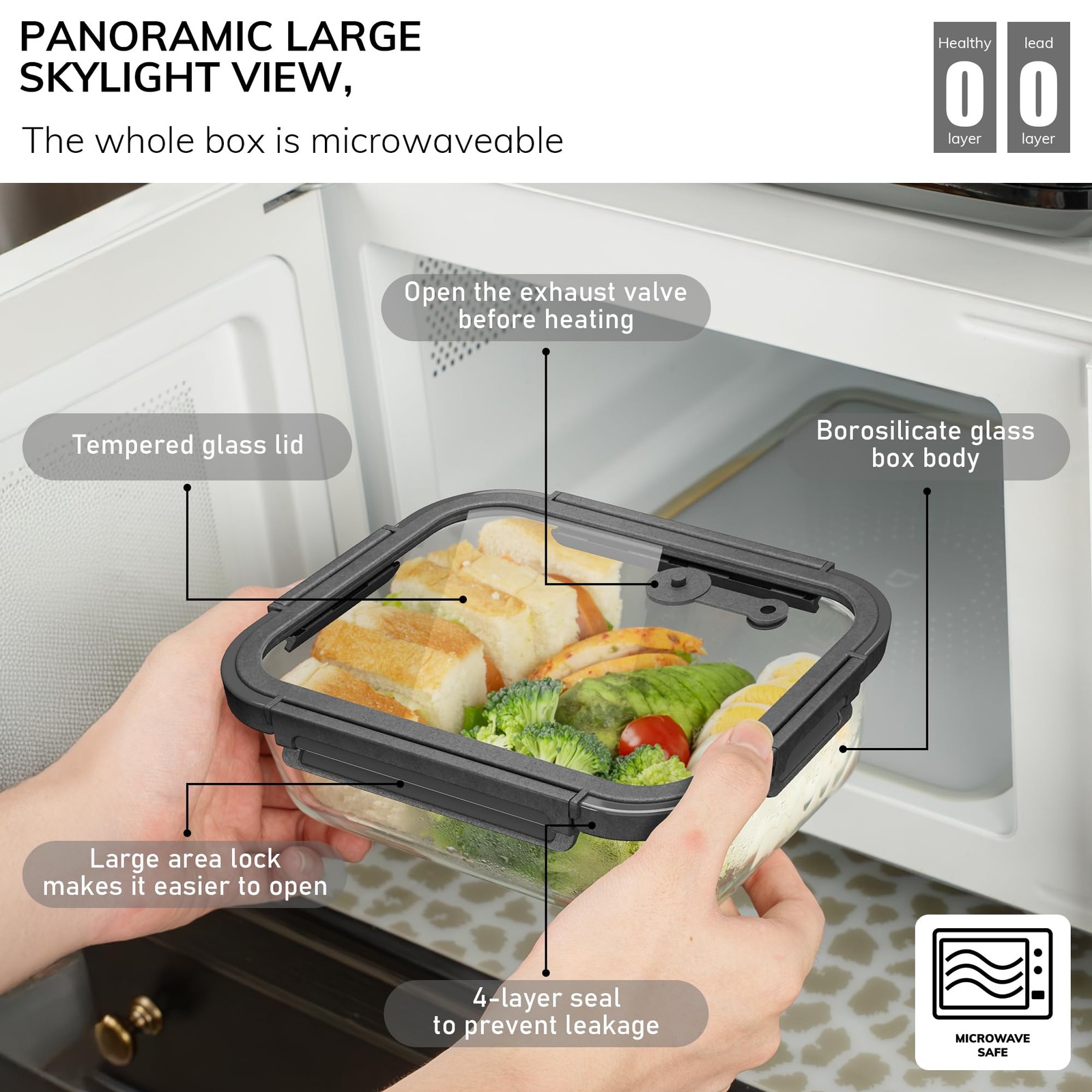 5Pack Borosilicate Glass Containers with Tempered Lids, 35.2oz/4.4 Cup Airtig…