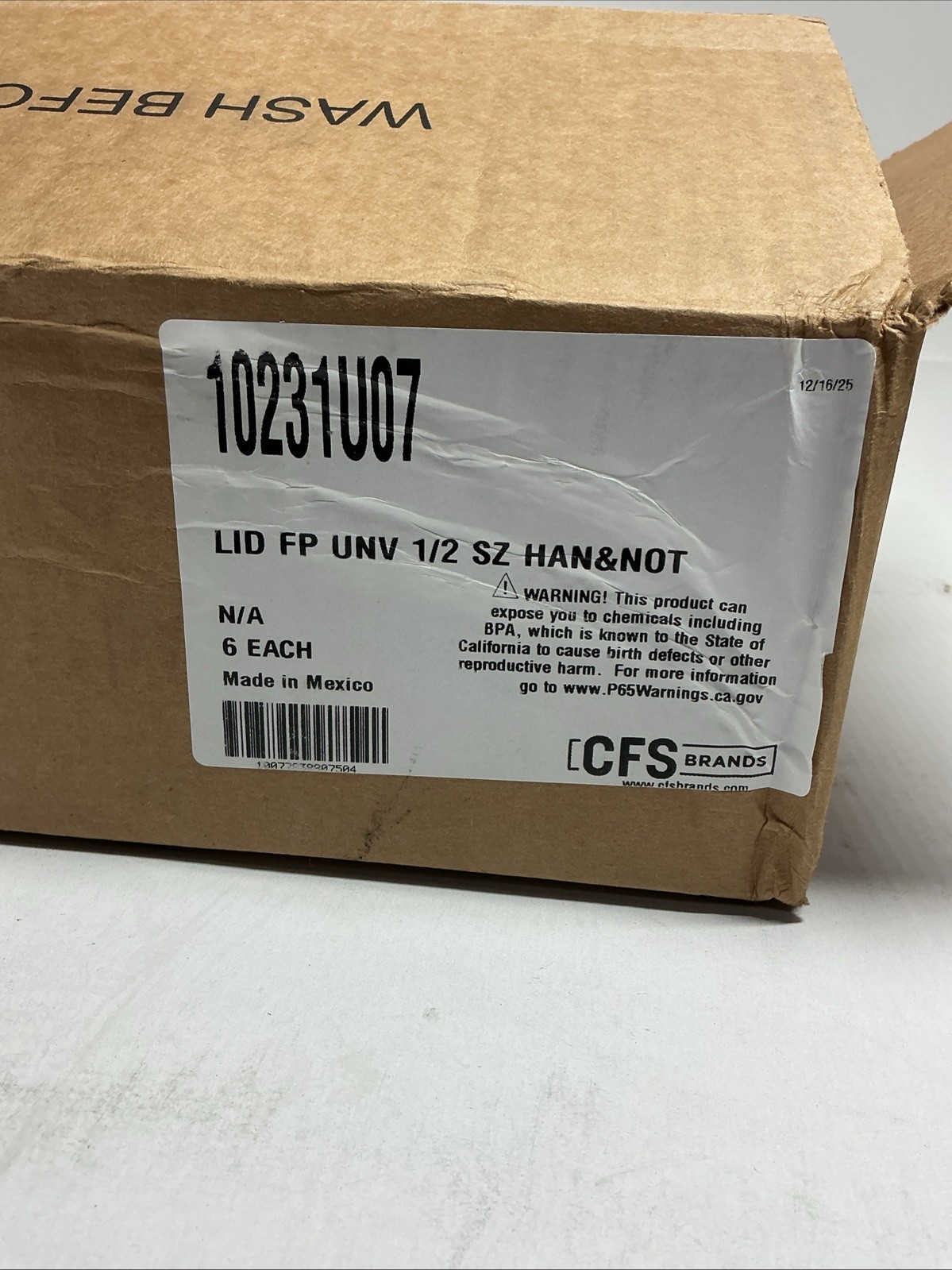 Box of 6 Polycarbonate Handled Universal Lid 1|2 Size – Clear