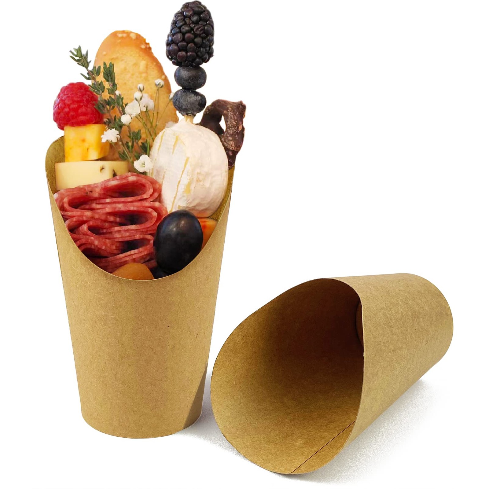 CAMKYDE 50 Pcs French Fries Holder, 12oz Disposable Paper 12 Ounces, Brown