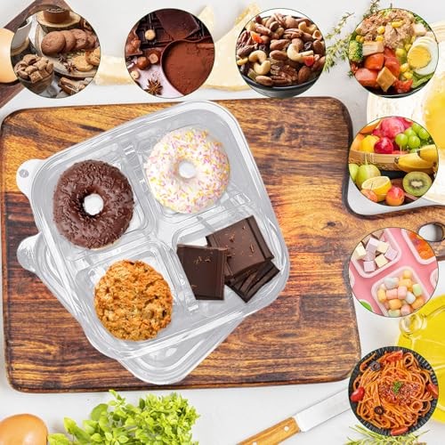 50 Pcs Bento Snack Food 4 compartments Food Containers 50 Pack Clear
