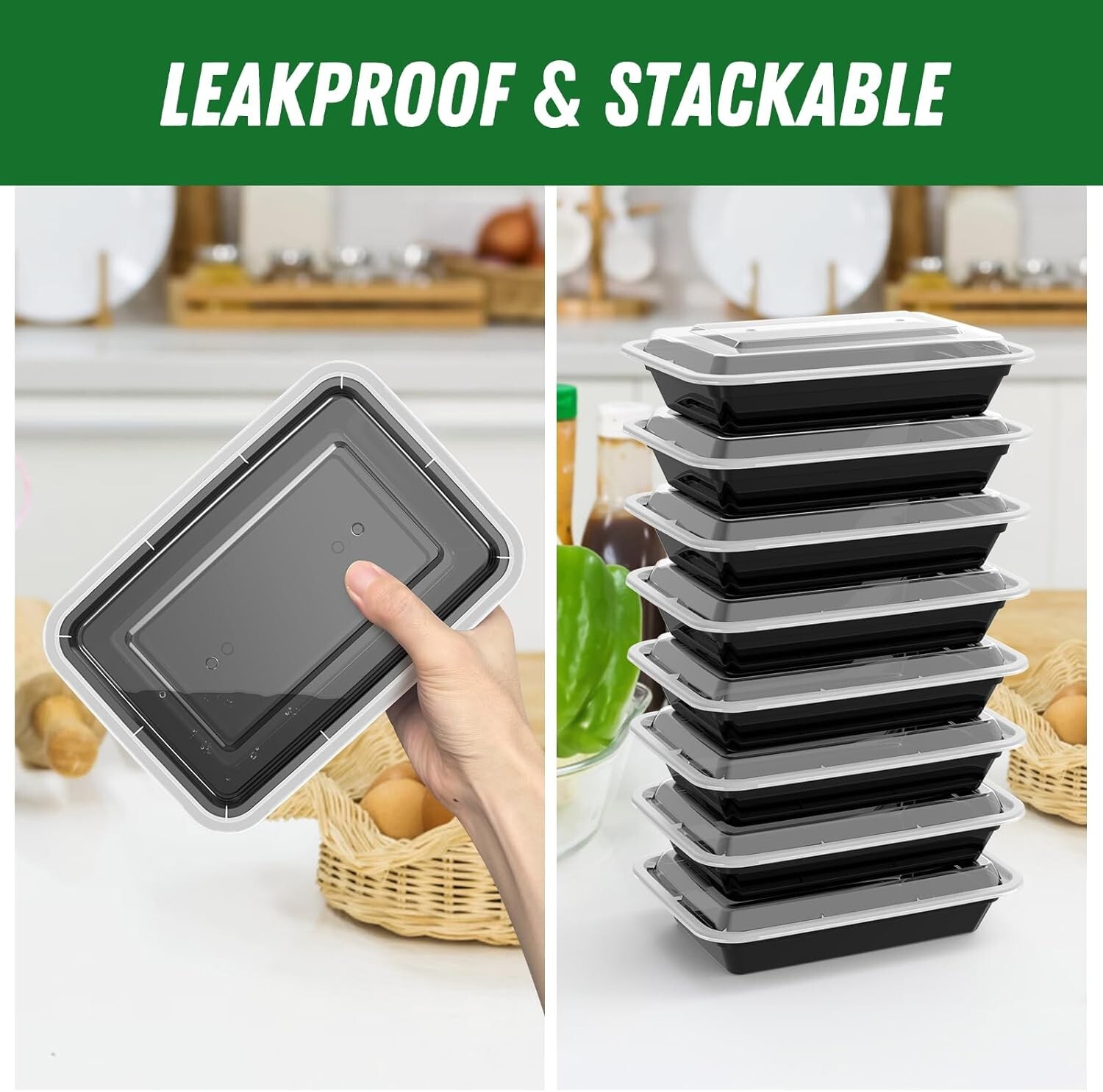 Value 50 Pack 28 Oz Meal Prep Containers – Reusable, Microwave & Dishwasher Safe