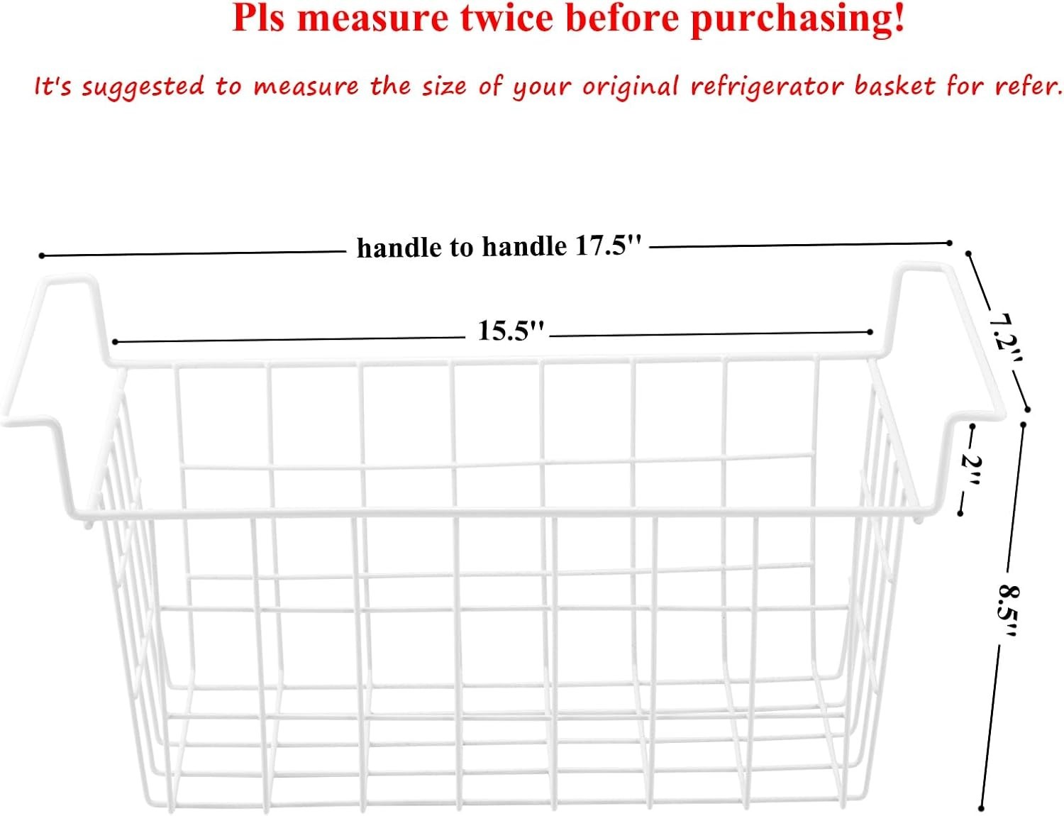 17.5″ Stackable Freezer Organizer Bins – 2 Metal Wire Baskets for Efficiency