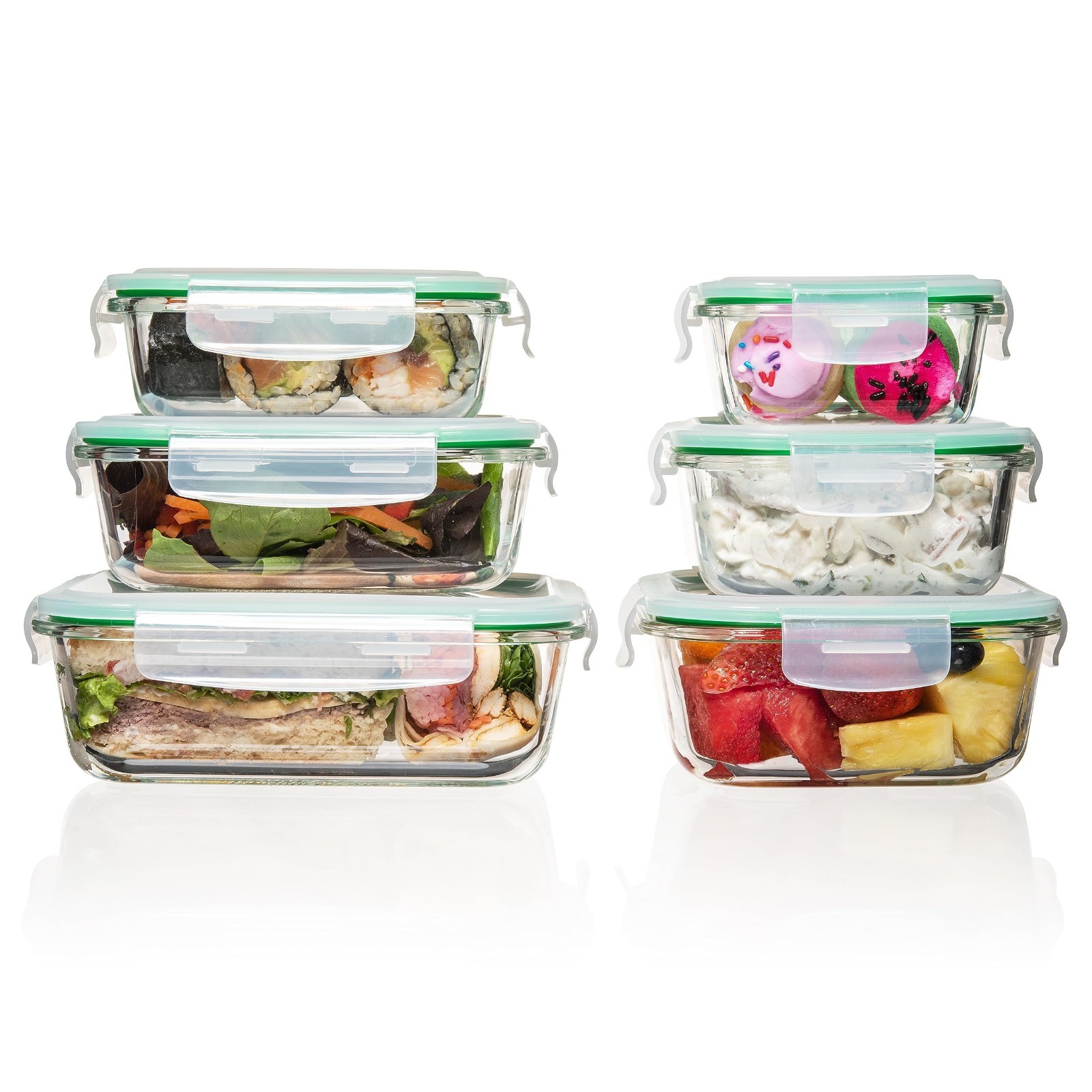 Glass Meal Prep Containers with Lids [8 Pack, 33 oz & 4.5 oz] – 2 Compartment…