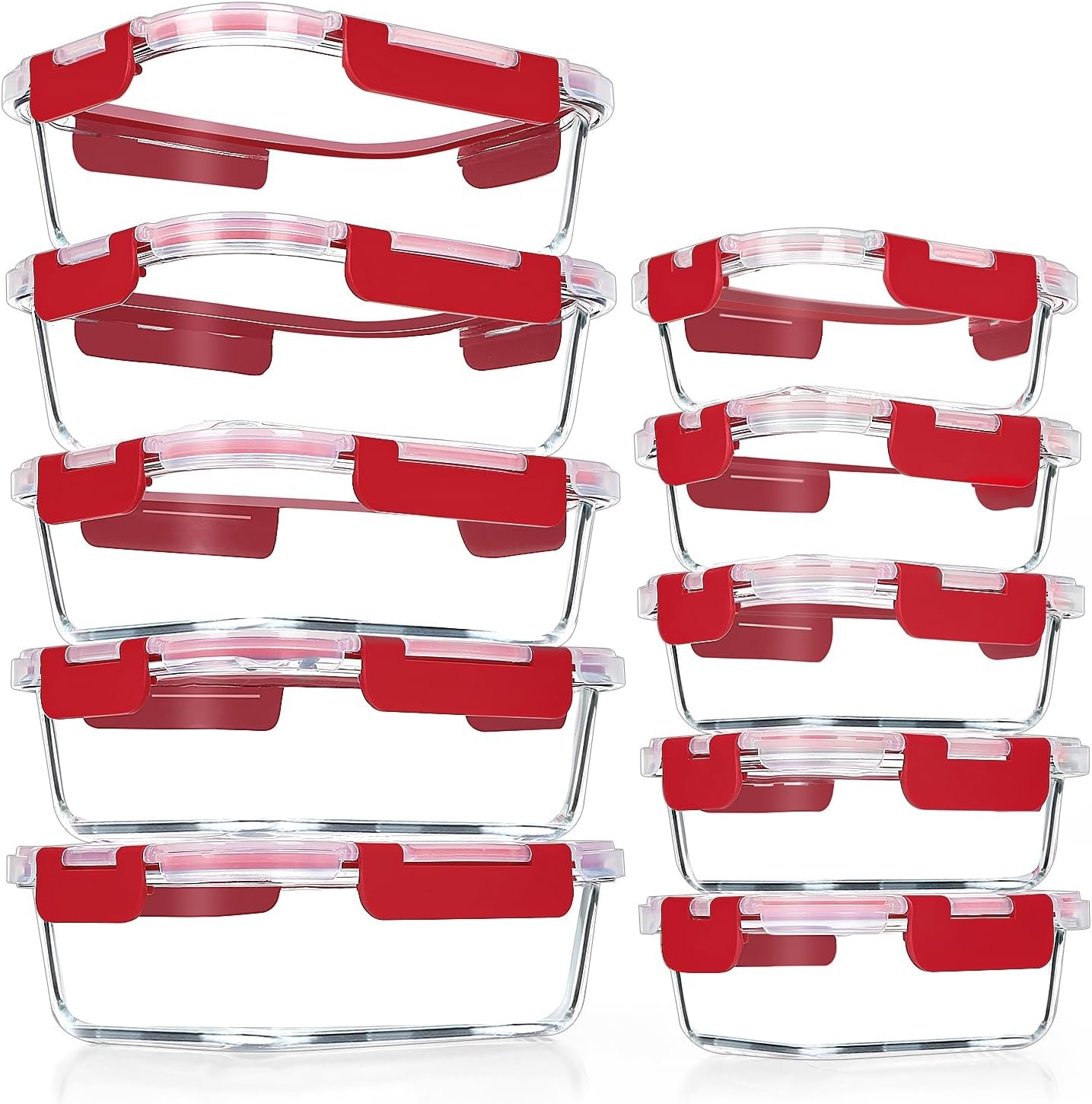 10 Pack Glass Meal Prep Containers Airtight Glass Lunch Containers Stackable