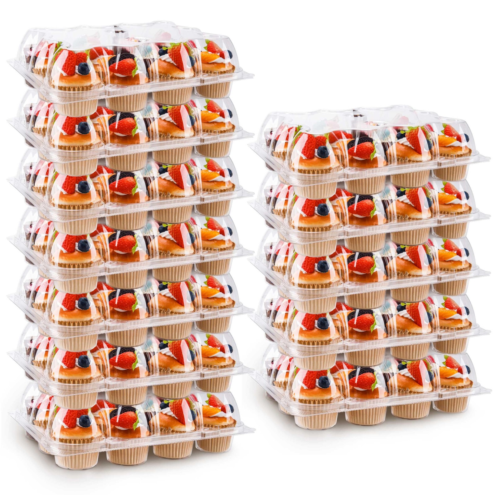 NPLUX 12 Count Cupcake Containers 12 Pack 12.2×9.5×3.5inch, Clear