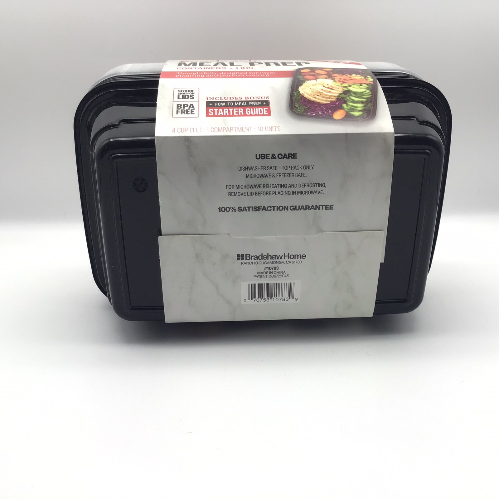 GoodCook 1 Compartment Black Meal Prep Containers & Clear Lids 10 Pack