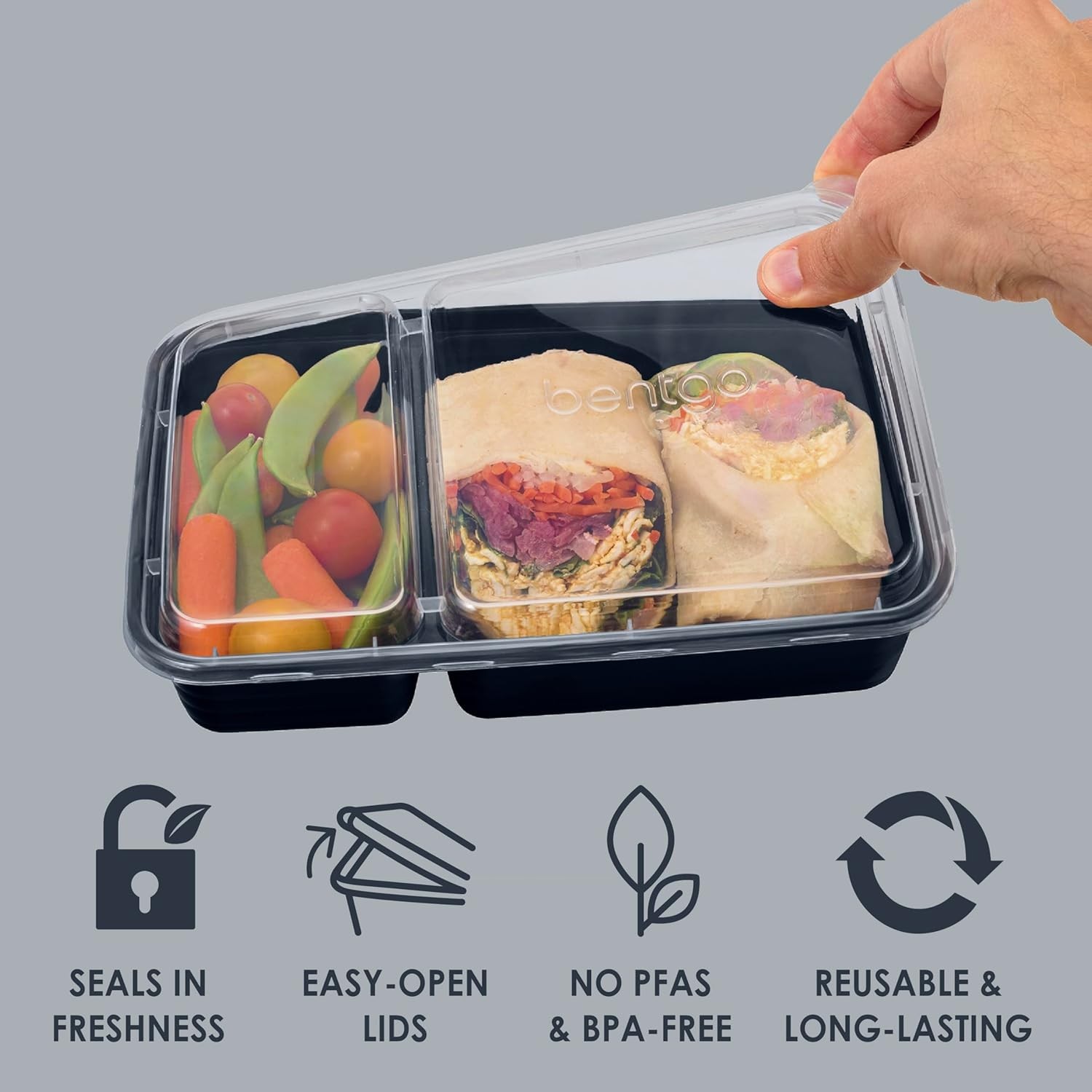 Prep – 20-Piece 2-Compartment Reusable Meal Prep Containers with Lids, PFAS &…