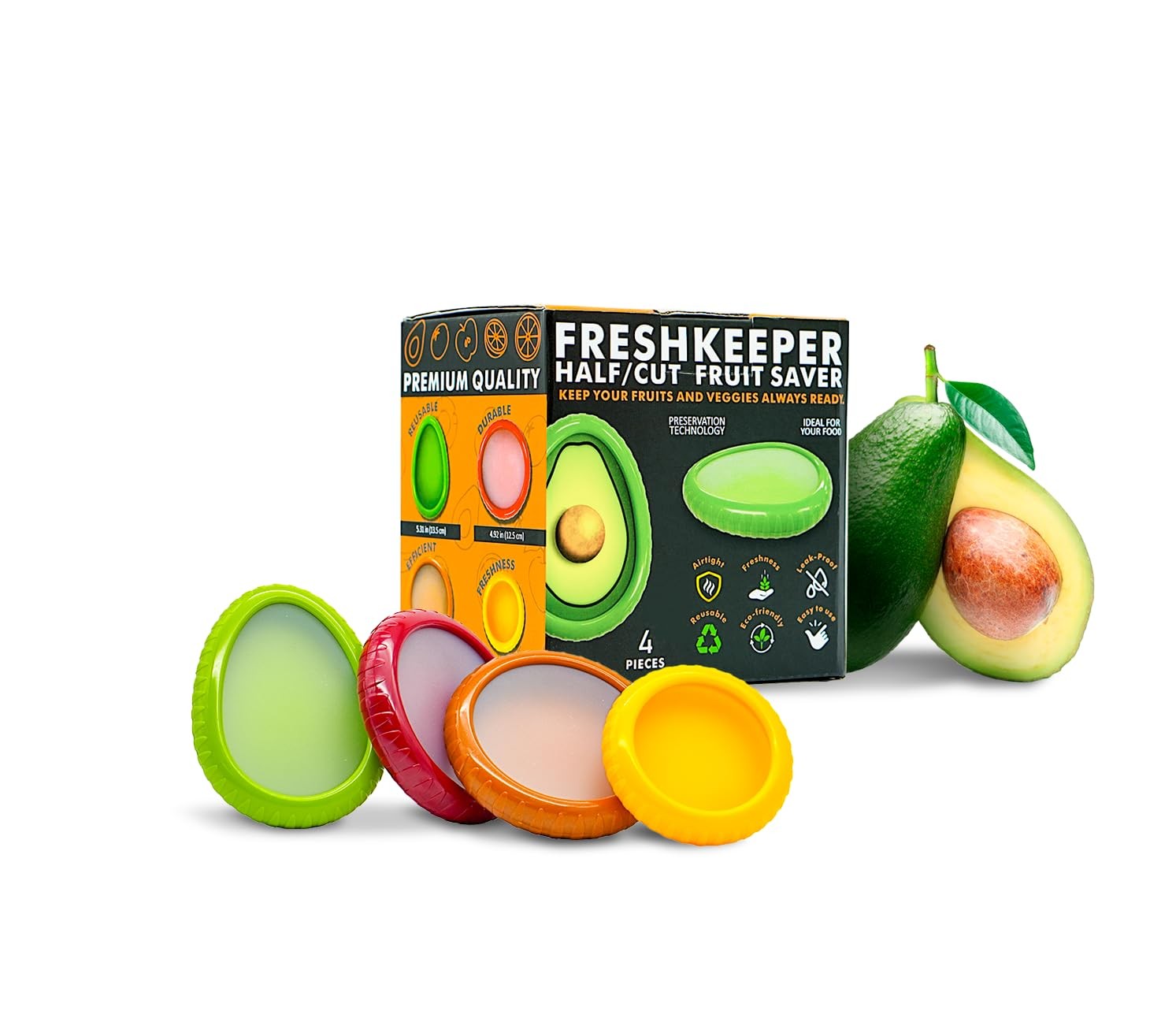 4 Pcs Avocado Saver Onion Storage Set BPA-Free Food Containers Silicone Lids