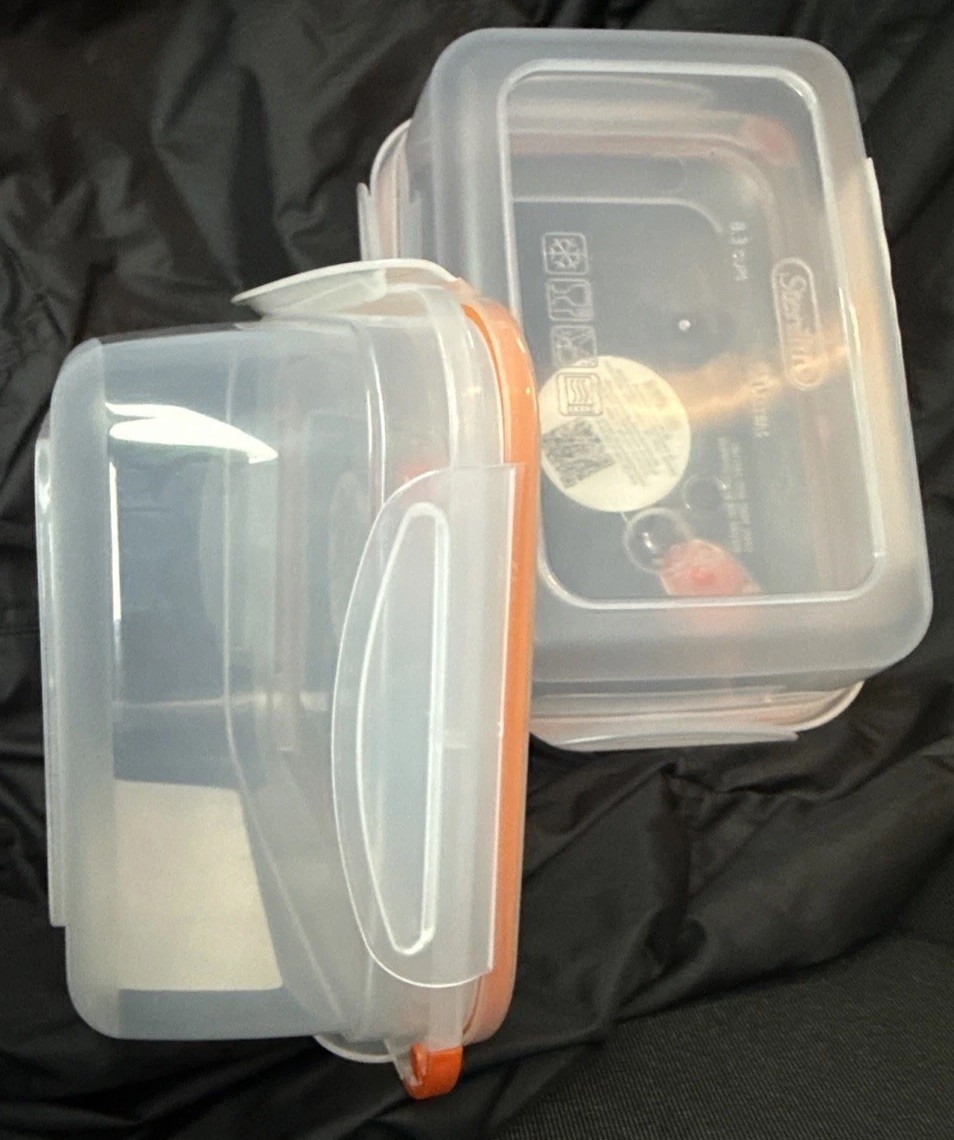 2 Sterilite Ultra-Seal Food Container BTAND NEW Clear/Tangerine 8.3 Cups, 2 Lids