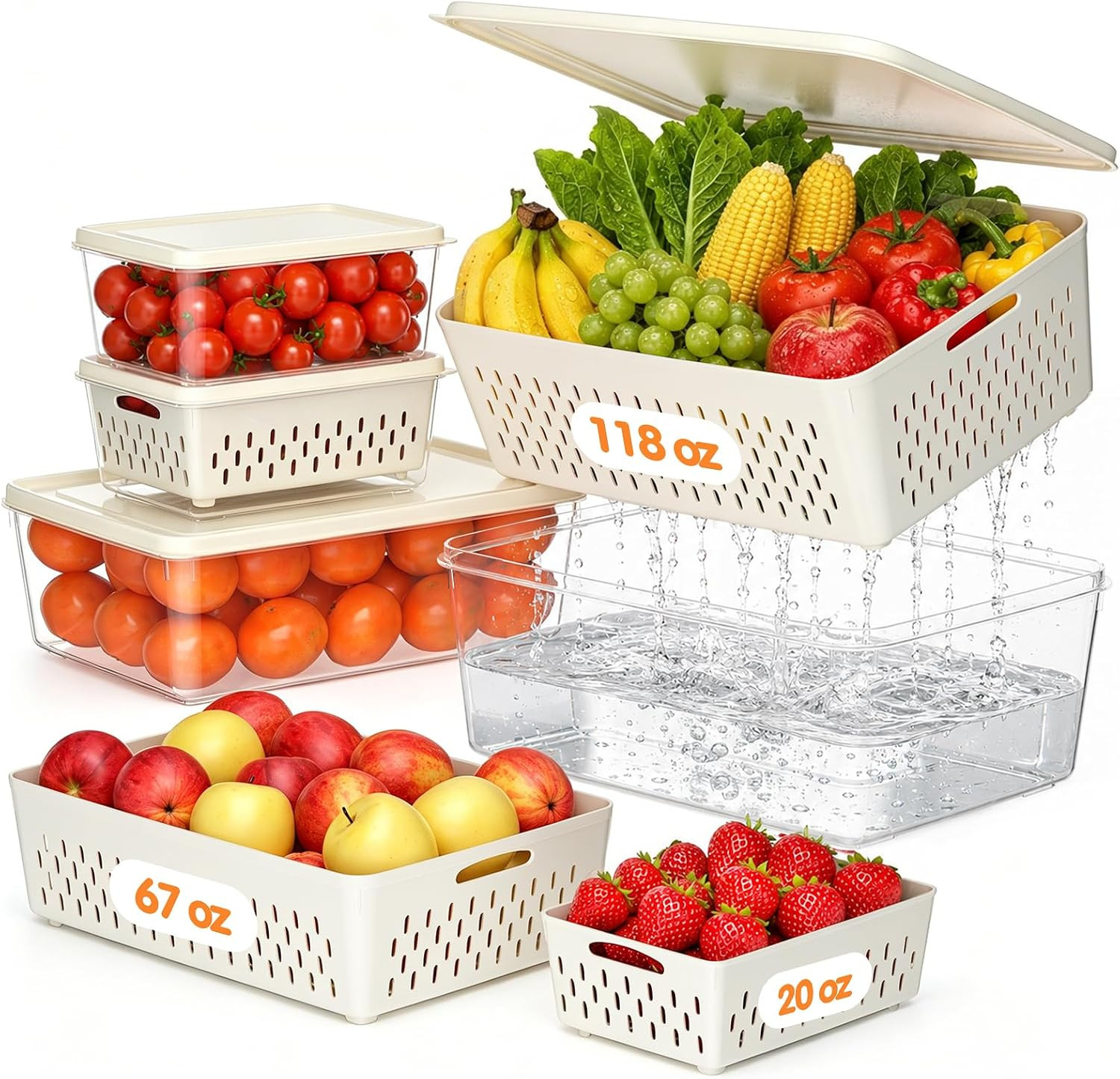 JSCARES Fruit Storage Containers for Fridge with Soft Lid – 4 Pack Food Storage