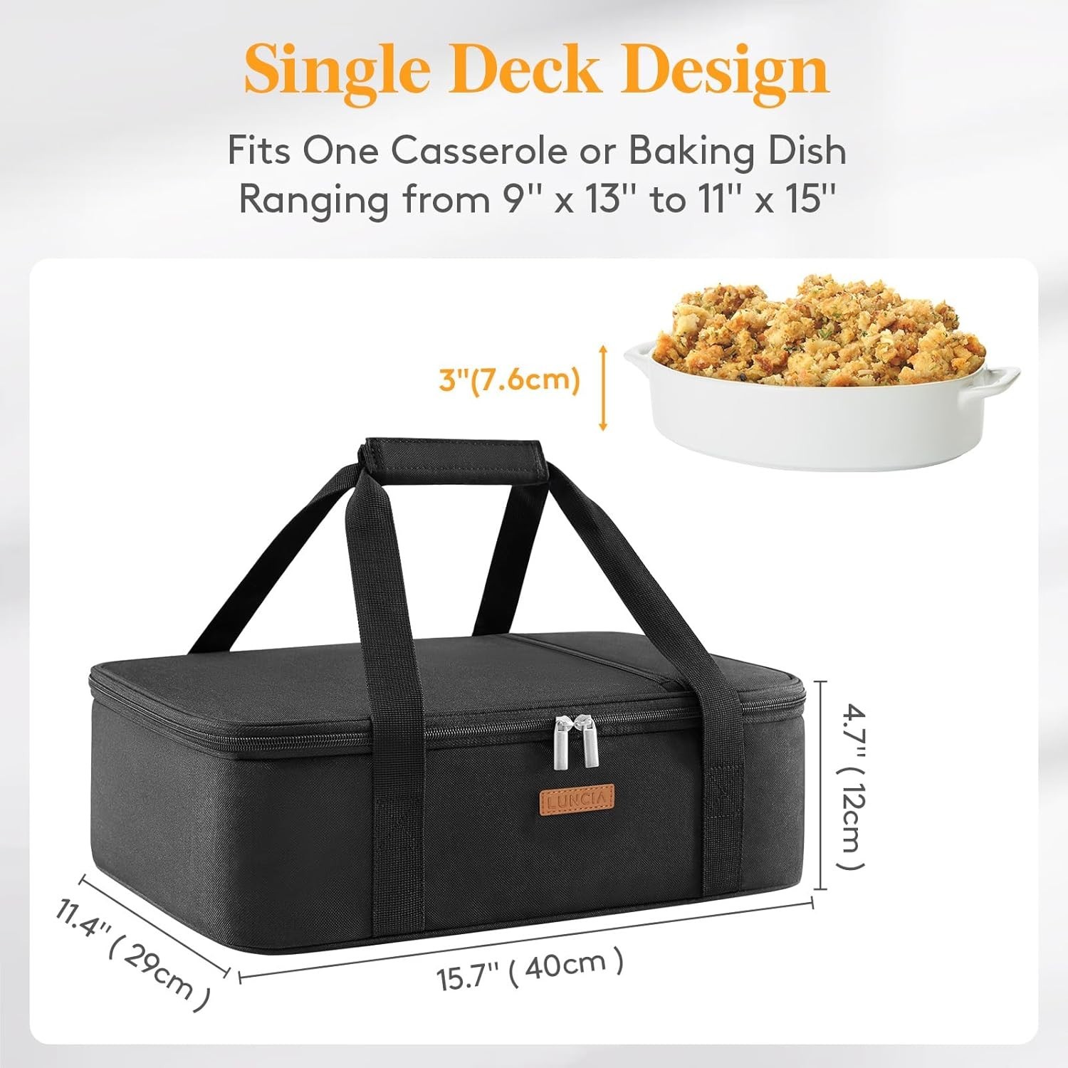 Versatile Black Thermal Lunch Bag – Insulated Casserole Carrier for Potlucks