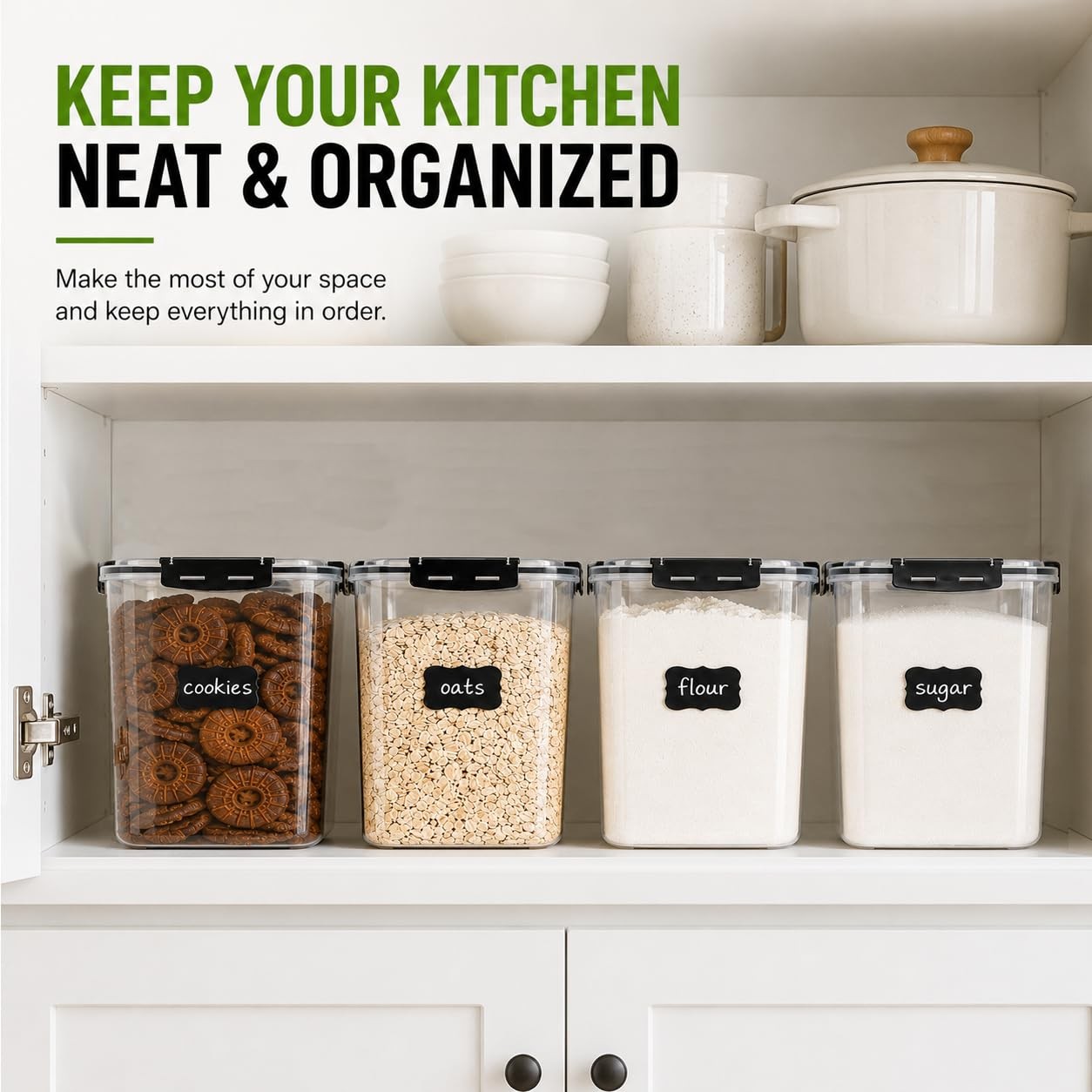 Airtight Food Storage Containers with Lids, 5.3L Large Pantry Organization an…