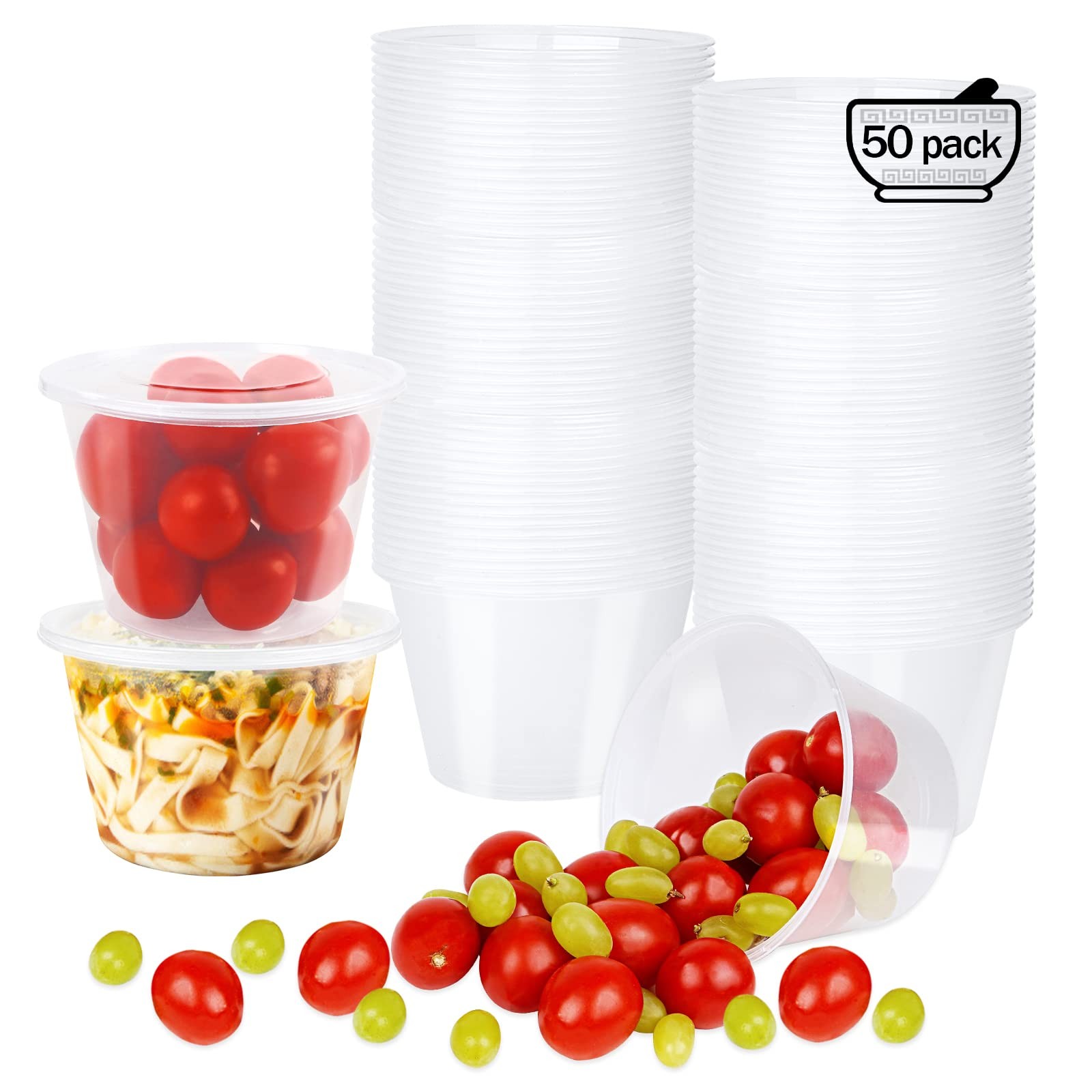 16 OZ [50 Set] Plastic Deli Food Storage Containers with Leak-Proof Airtight …