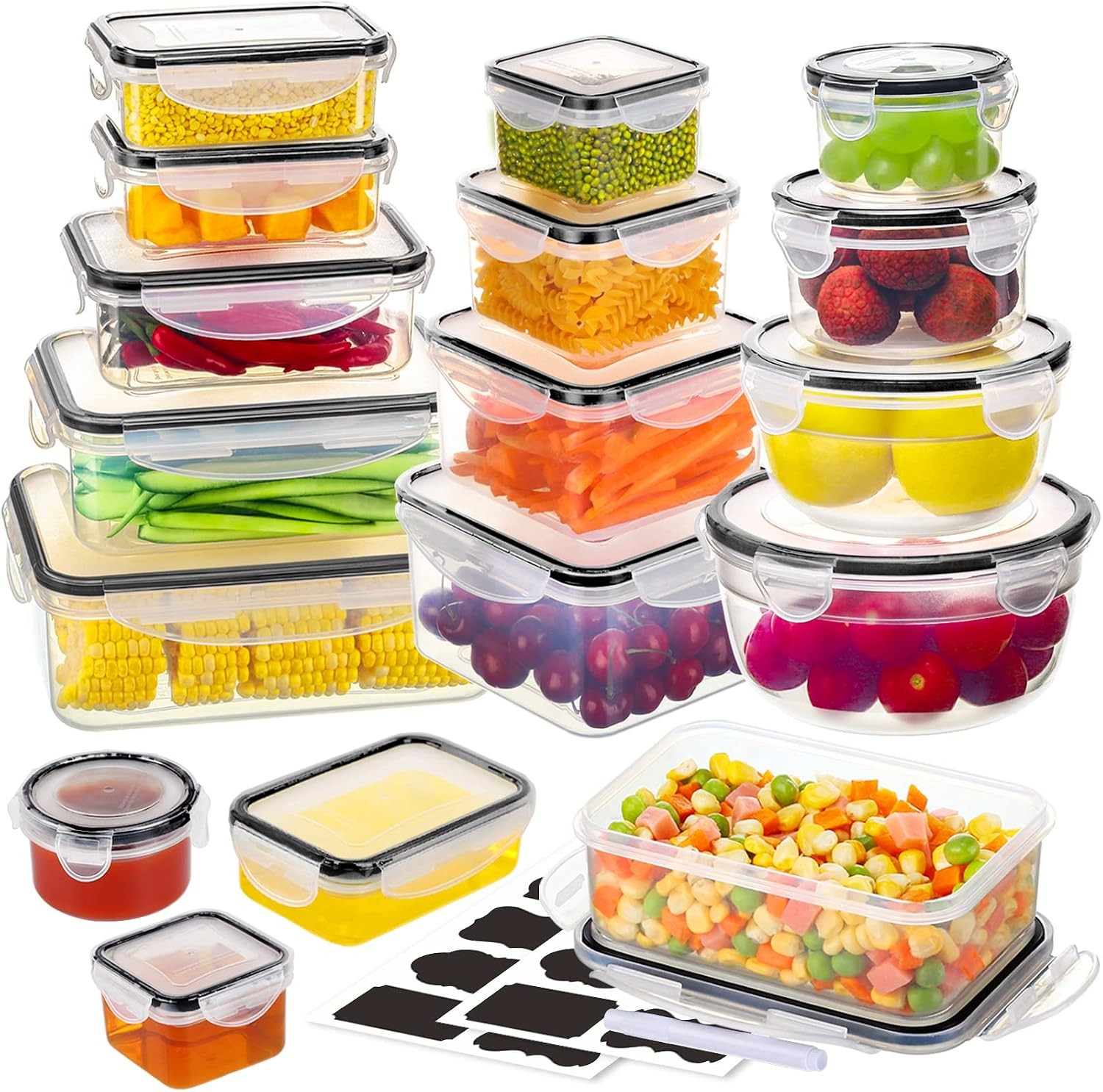 52 PCS Food Storage Containers W/ Lids Airtight 26 Lids & 26 Containers)-