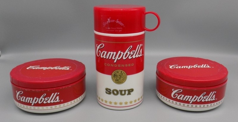 3 Campbells Soup Insulated Food Containers Bowls Can-Tainer Thermos Vintage