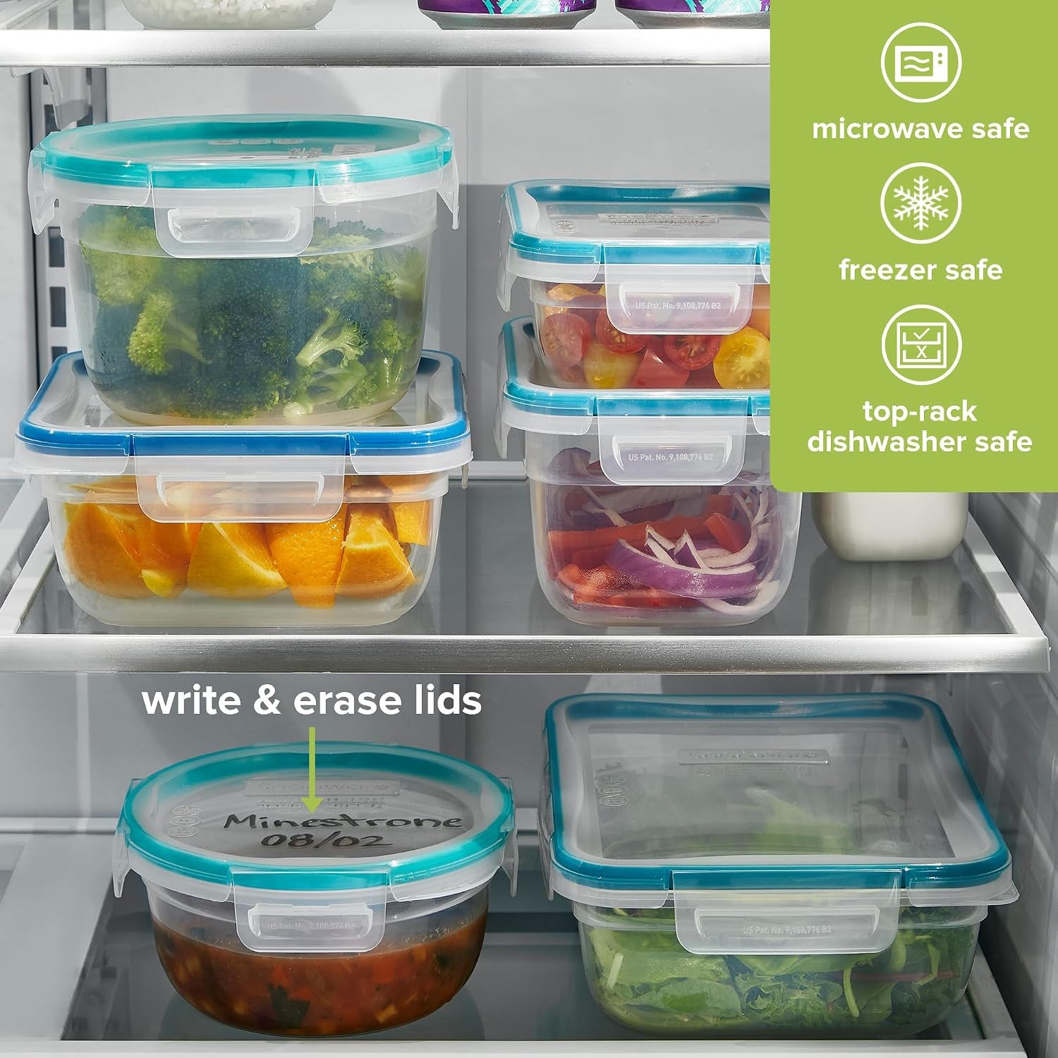 Plastic Total Solution 2-Pack (3-Cup) Food Storage Containers Set, Leakproof &