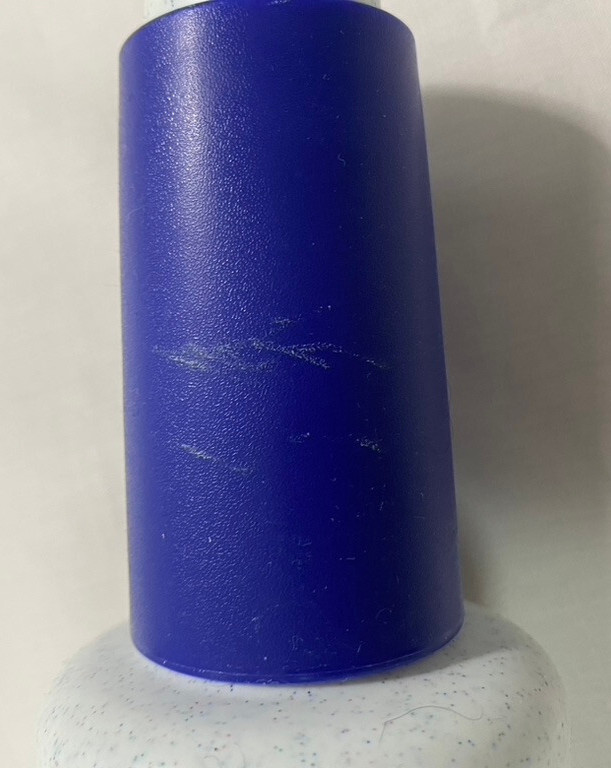 TUPPERWARE ROLLING PIN~16″ Speckle White Fill ‘n Chill/Warm 9″~Body~Blue Handles
