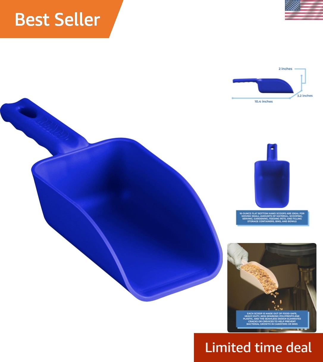 Vikan 63003 Color-Coded Plastic Hand Scoop – BPA-Free Food-Safe Kitchen Utens…