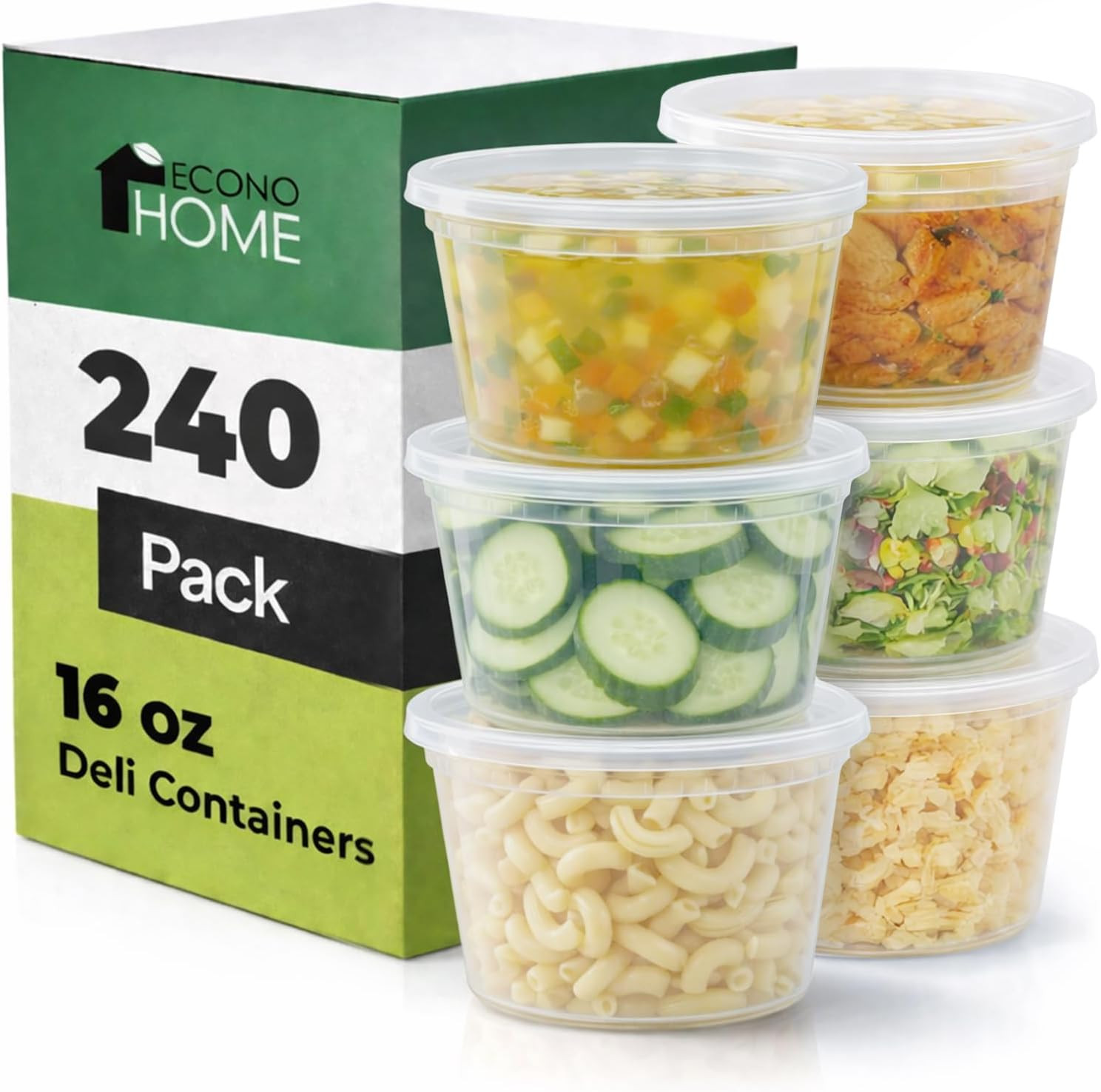 Clear Deli Containers with Lids – 240-Pack, 32Oz Plastic Containers with Lids fo