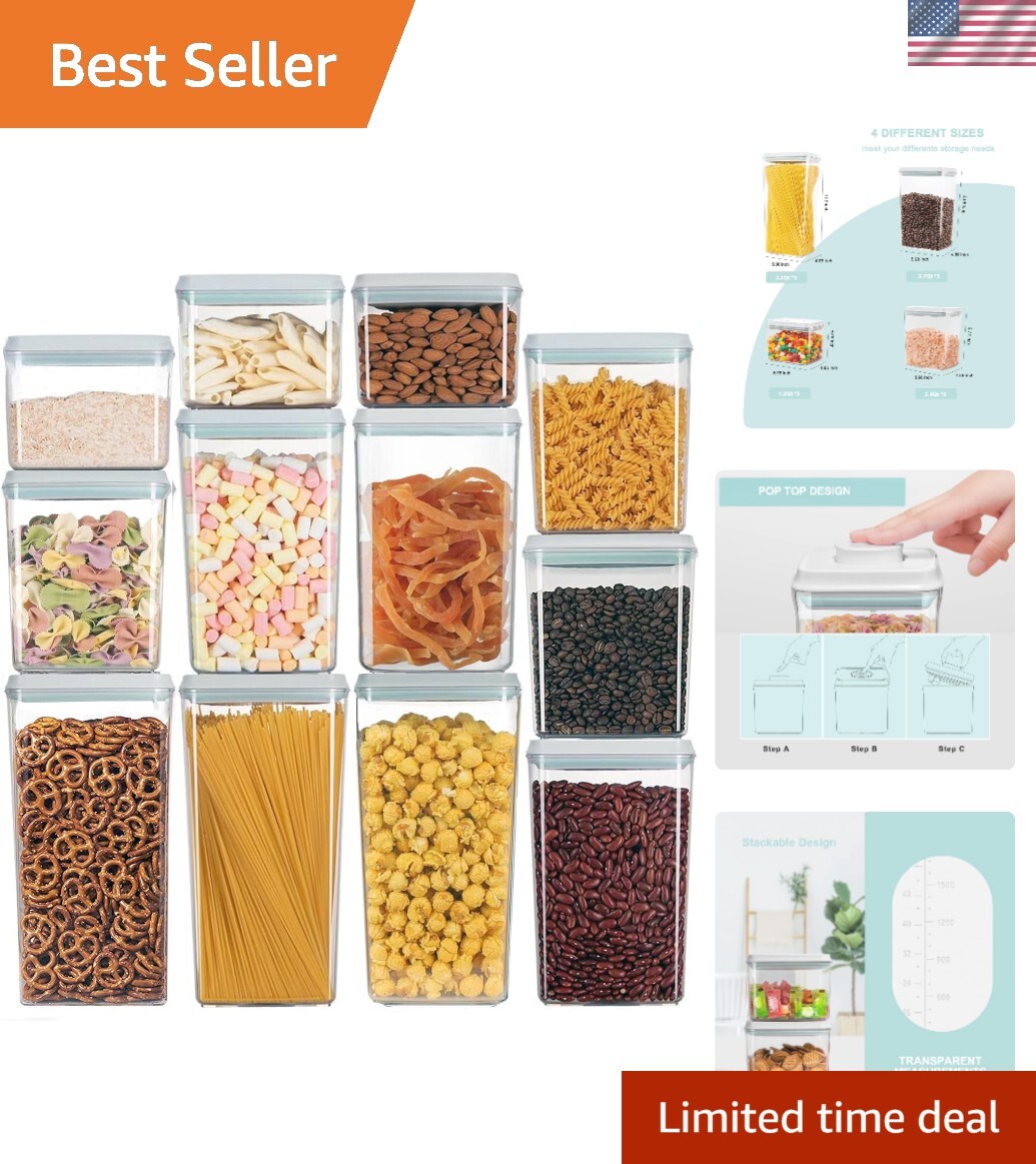 Airtight BPA-Free 12-Piece Stackable Food Storage Containers Set with Labels