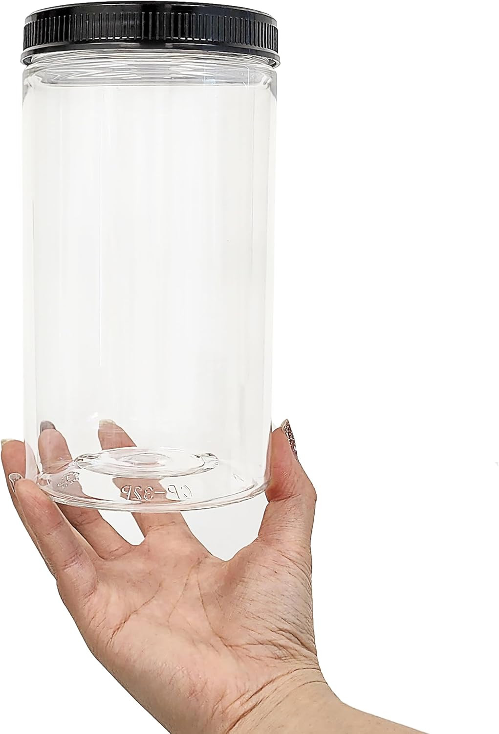 Ljdeals 32 Oz Clear Plastic Jars with Lids, Storage Containers, Wide Mouth PET M