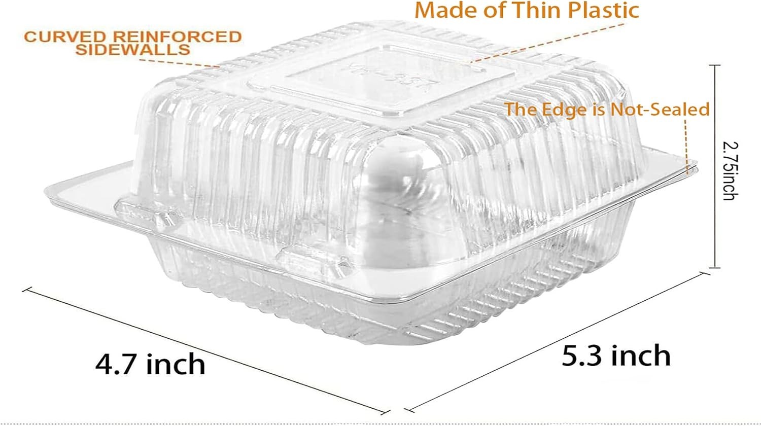 50 Count Clear Plastic Hinged Take Out Containers Clamshell Takeout Tray Food
