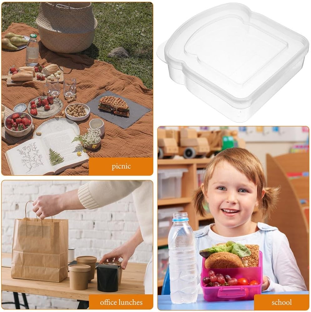 Reusable Bread Storage Box Clear Portable Sandwich Carrier for Outdoor Camping