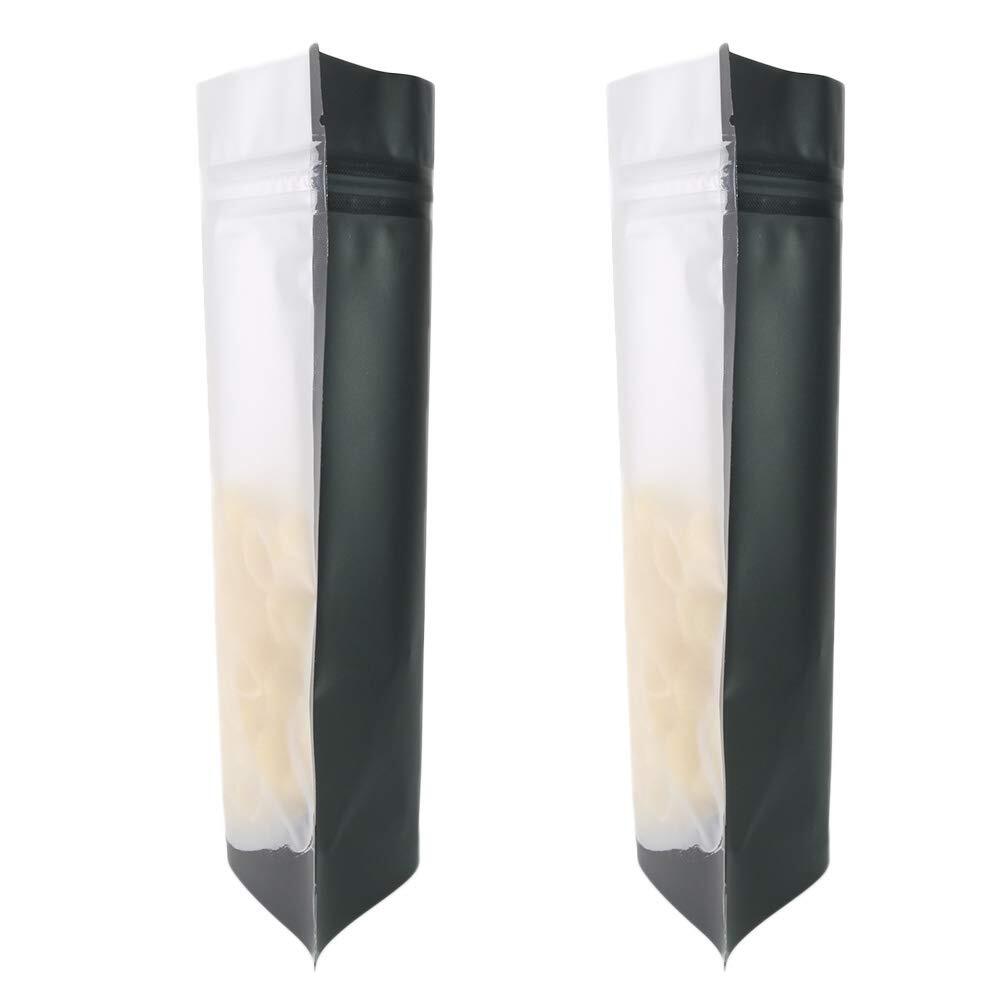 Pack Of 100 Translucent Front Matte Black Poly Plastic Resealable Bags 3.3oz 5