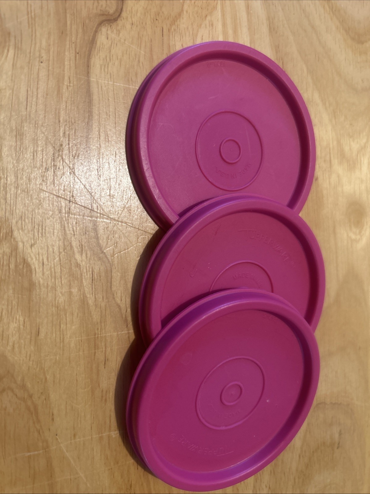 Vintage Tupperware Lid For 2oz Midget Container Dark Pink Three Lids Only