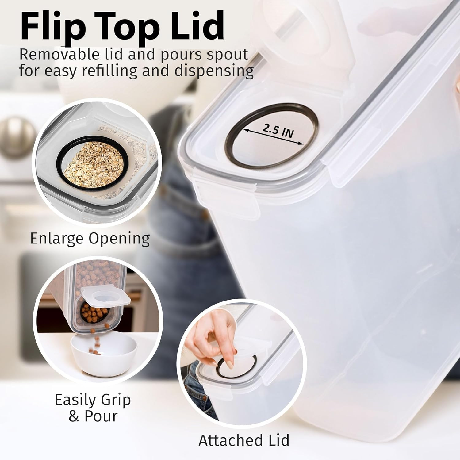 Shazo 2 Pack (6.3L / 213OZ) EXTRA Large Airtight Food Storage Cereal Containers