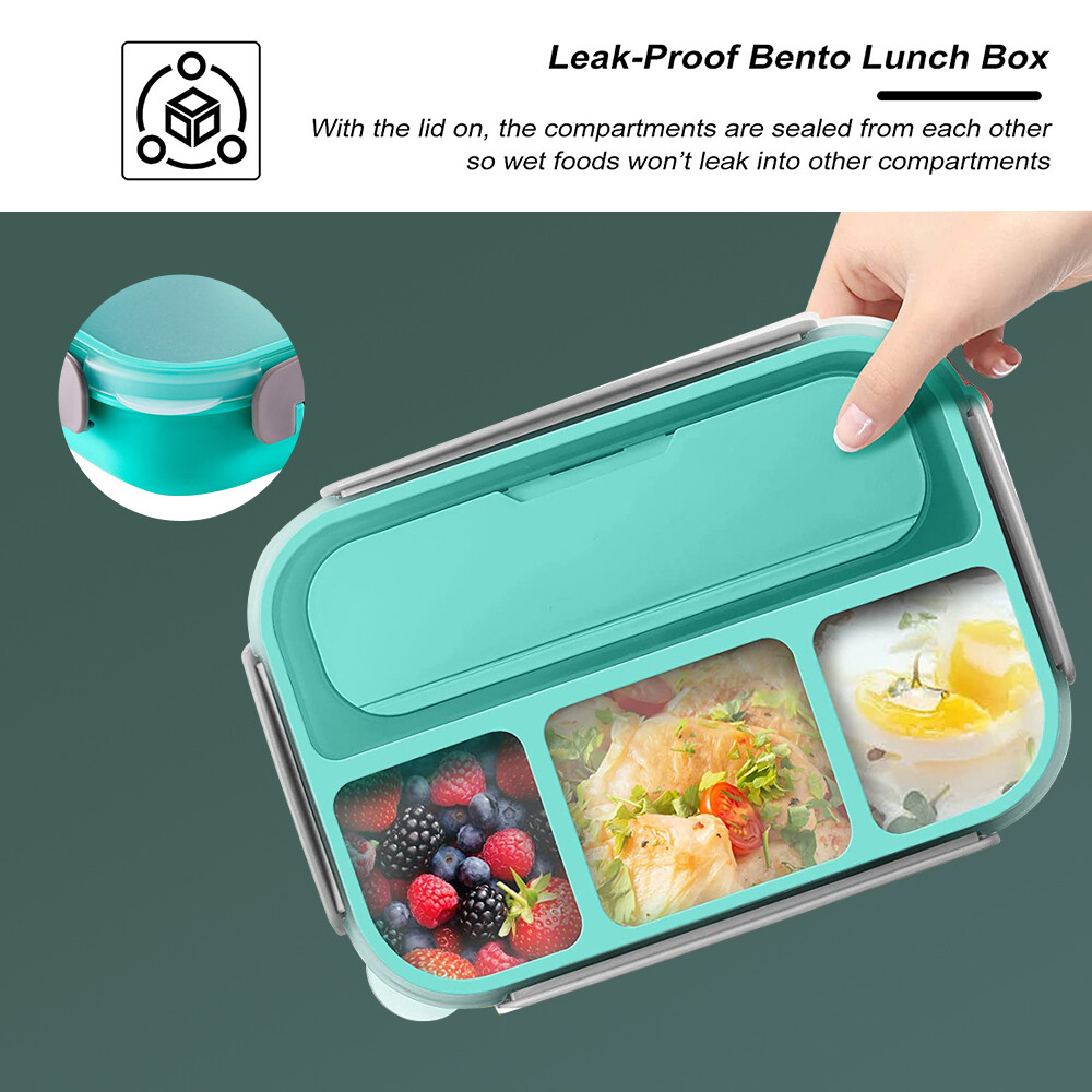 Bento Box Lunch Box Leak Proof Containers 4 Compartment for Toddler Kids Adults