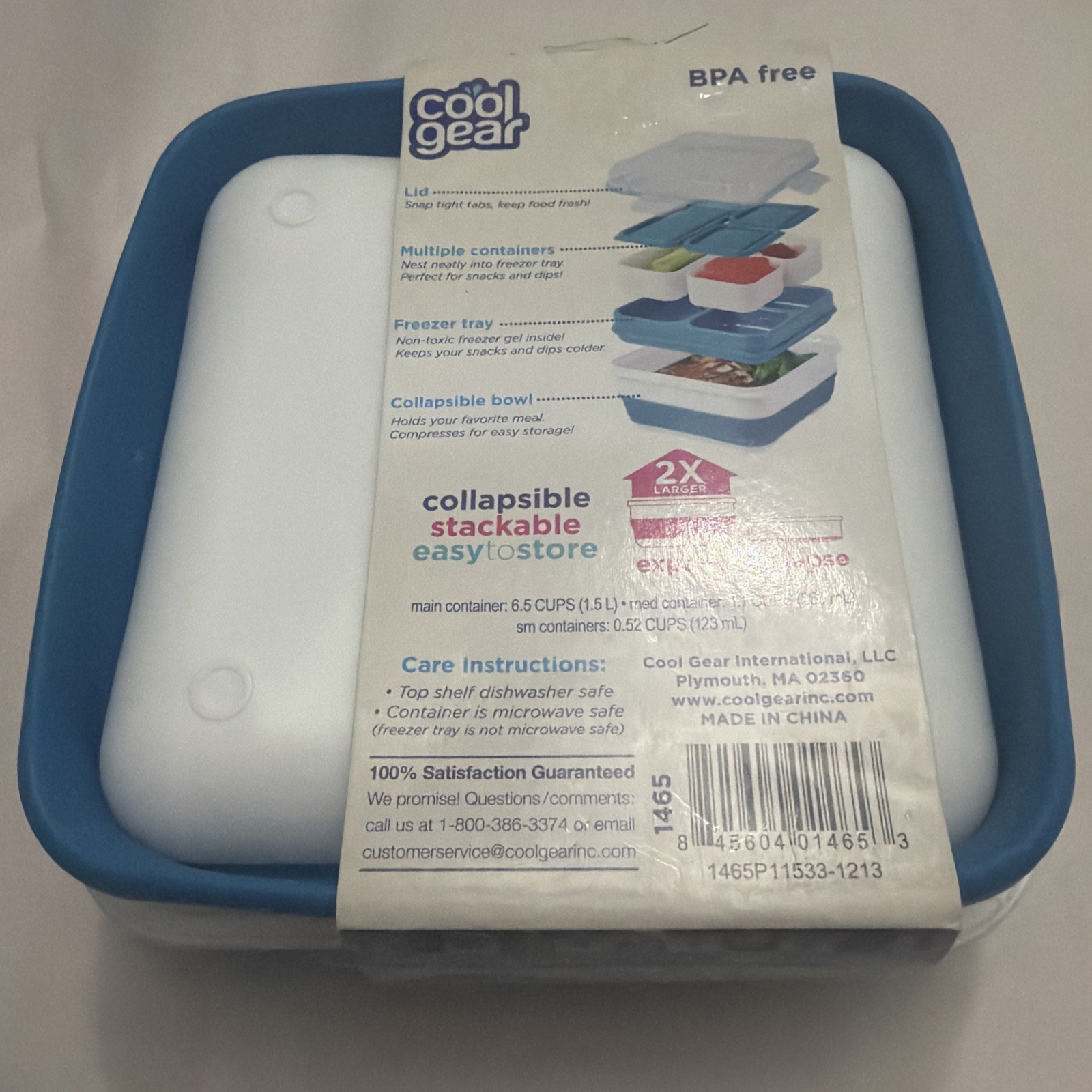 Cool Gear EZ Freeze Expandable Collapsible Bento Box with Freezer Tray New