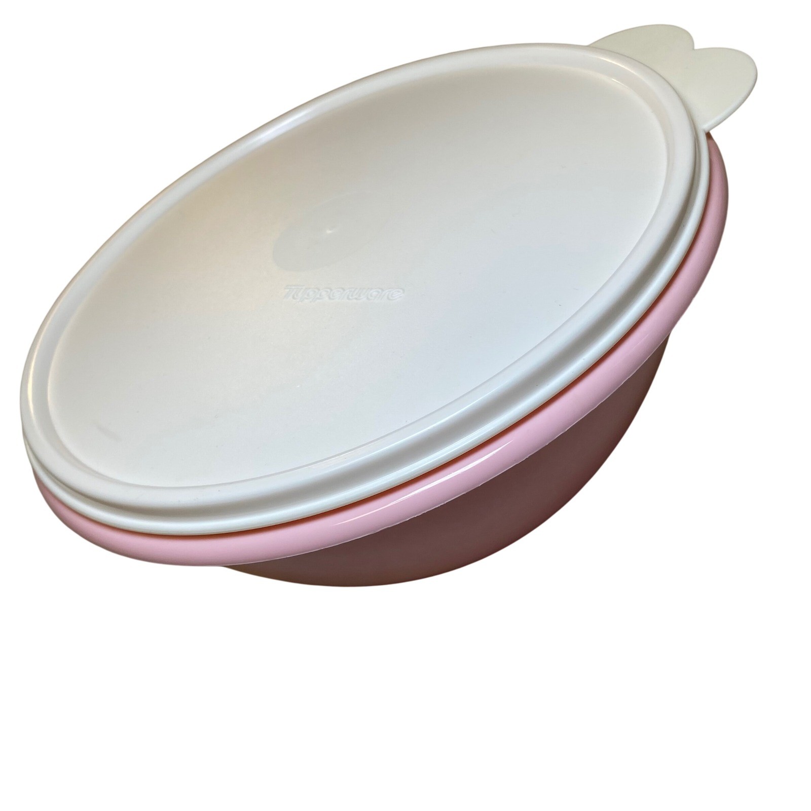Vintage Tupperware Pink Mixing Bowl 236-7 With White Lid 2516A-2 8″ Round