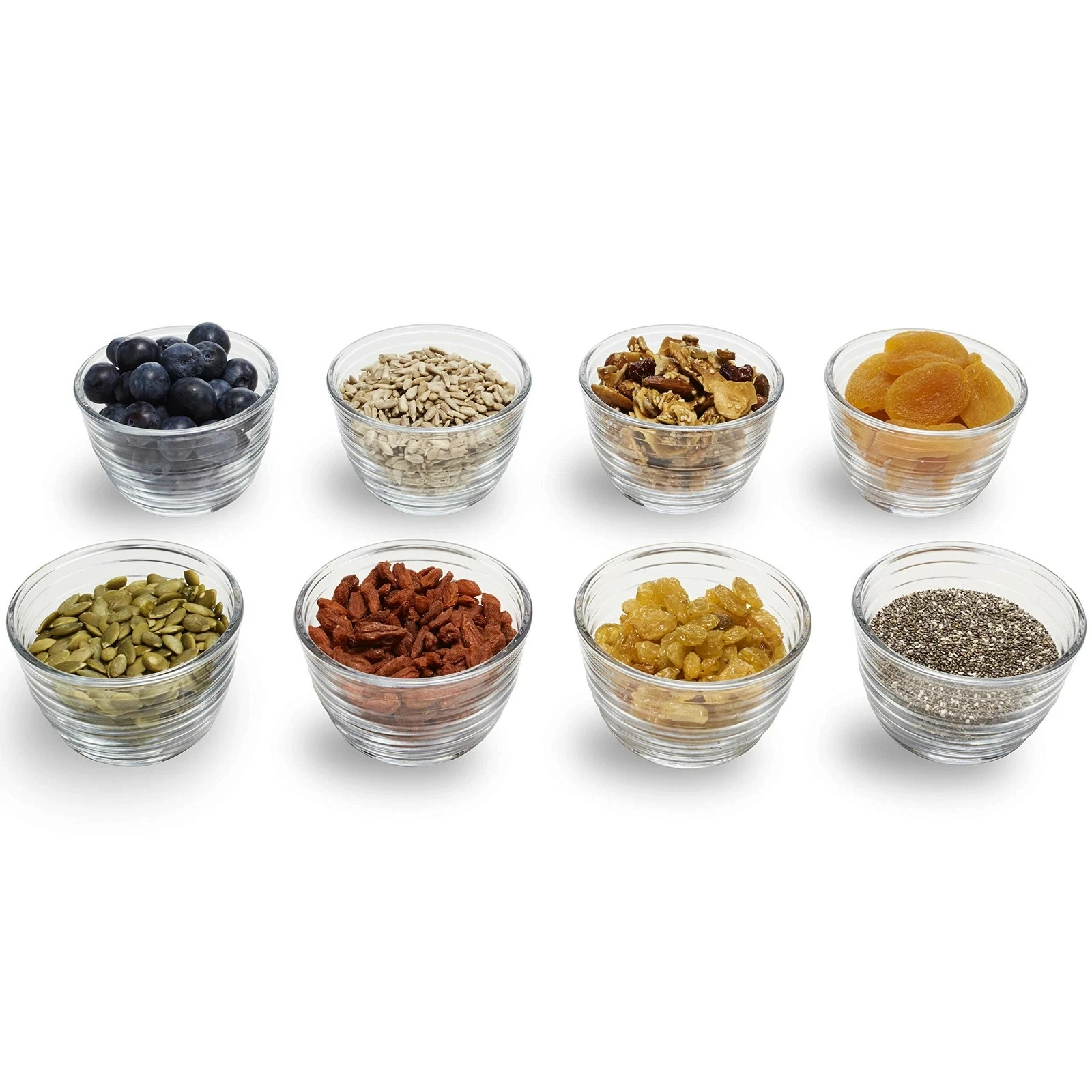 Libbey Small Glass Bowls with Lids, 6.25 ounce, Set of 8, Clear, 3.45-inch –