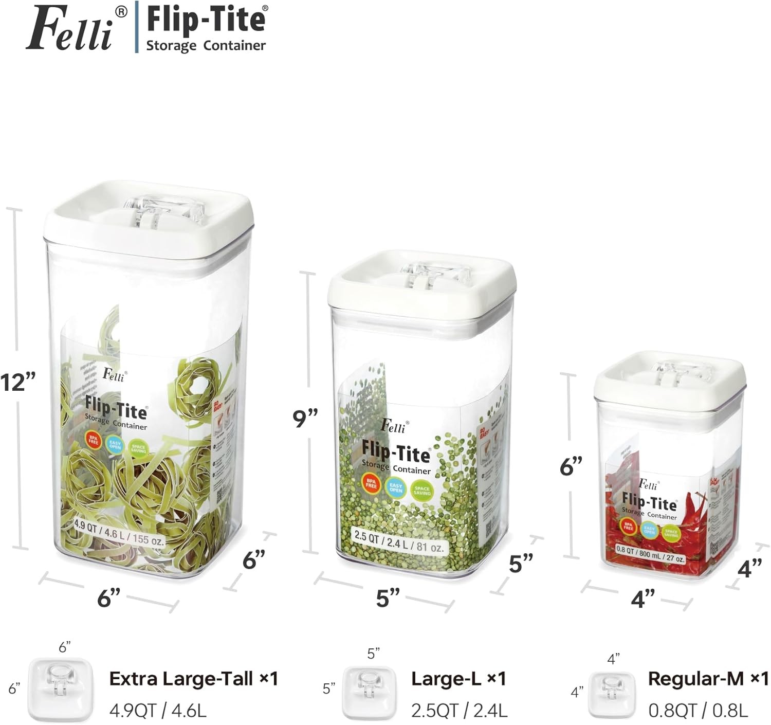 Tite Acrylic Food Storage Container with Lid 6” XL Air Tight Ring