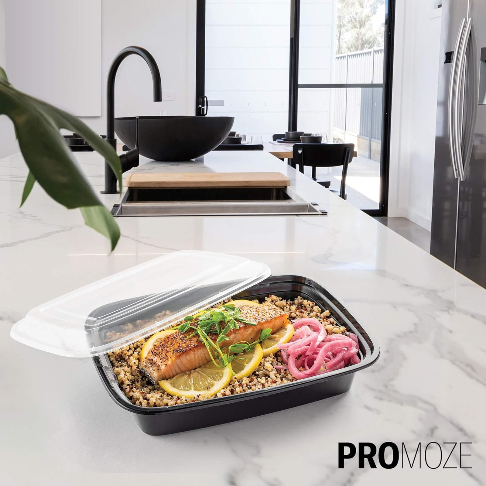 50-Pack Reusable Food Storage Containers with Lids Microwave Safe 28 oz Plastic