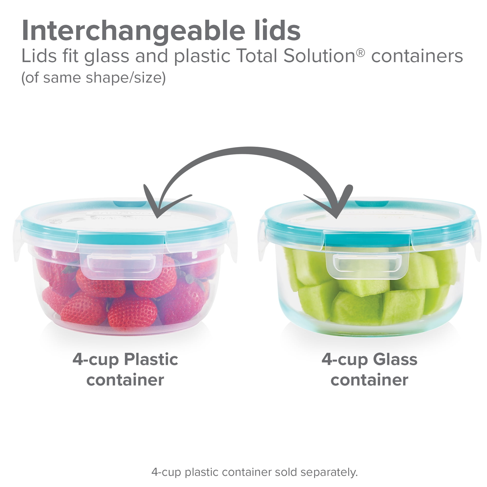 Snapware Total Solution Glass Food Storage with Lid, 4 Cups
