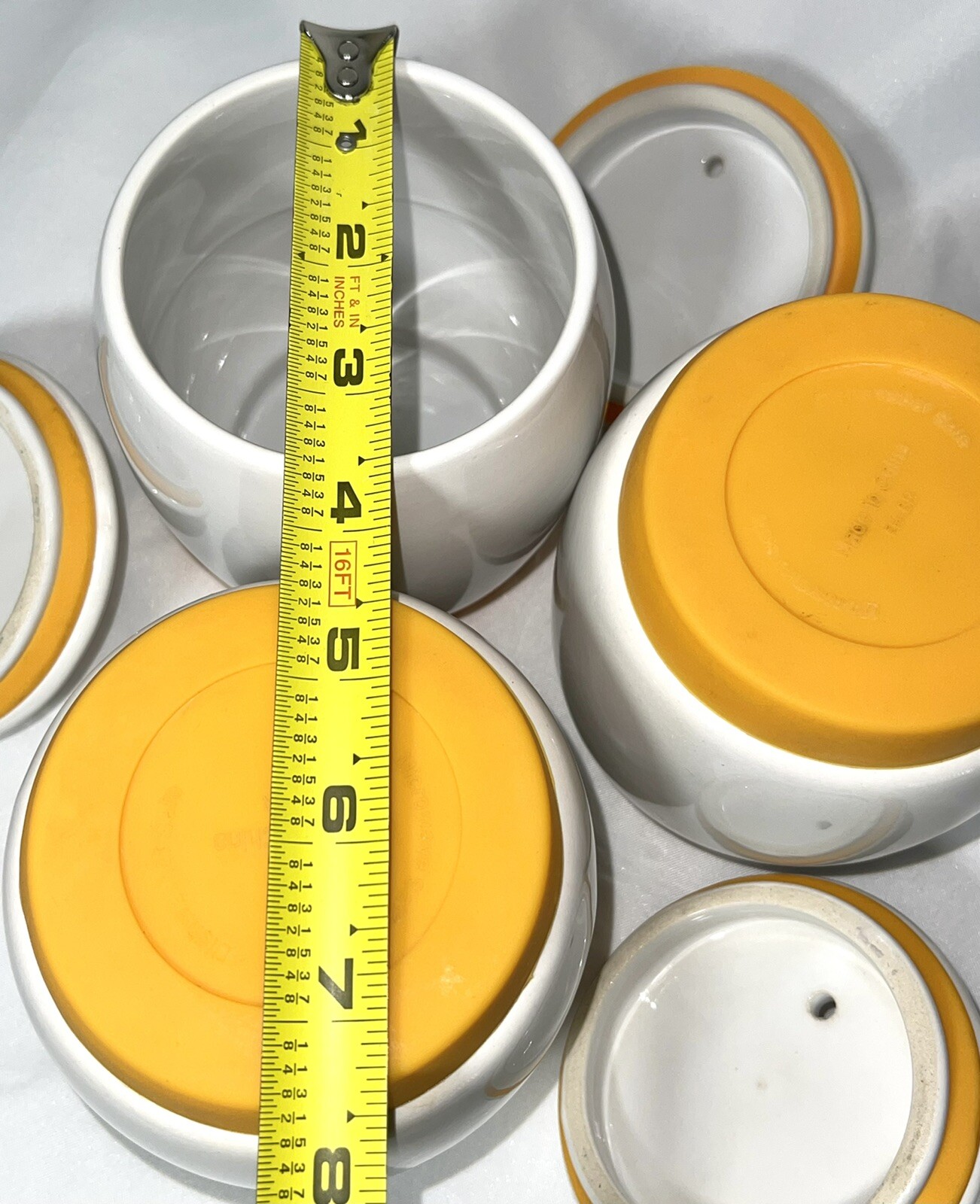 3 Porcelain Canister White, Lid Bird Seed Containers Microwave/Dishwasher Safe!