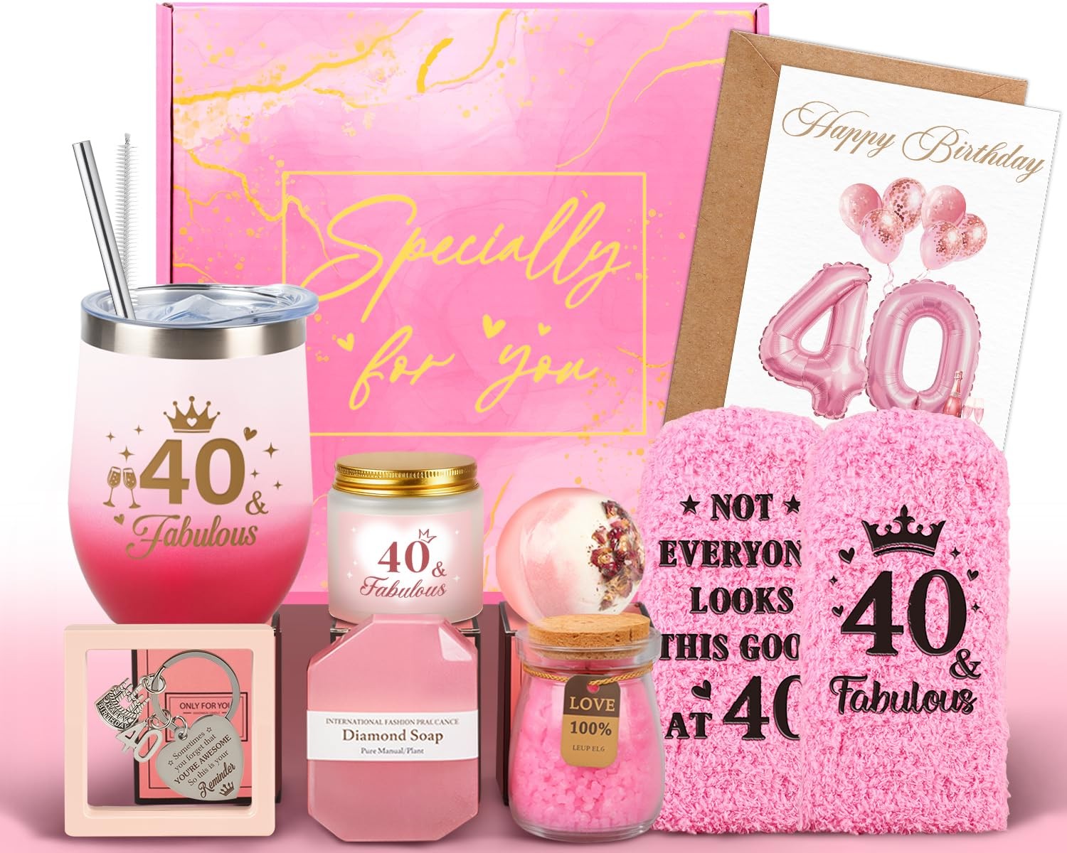 40th Birthday Gifts for Women – Self Care Spa Gift Basket, Relaxing & Pampering