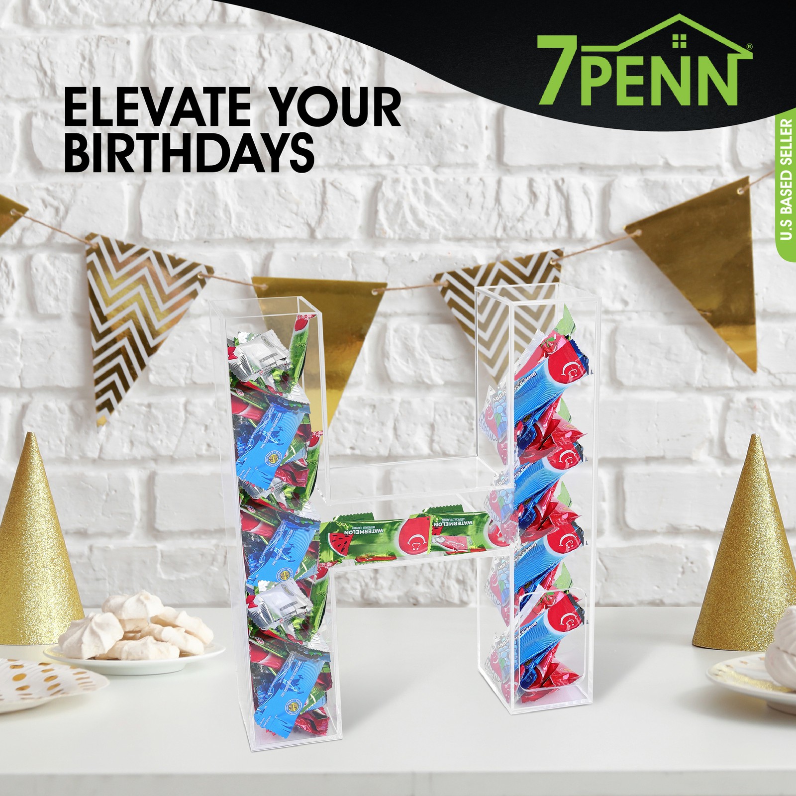 7Penn Acrylic Boxes Letter H Shaped Candy Decor for Wedding Dessert Decoration