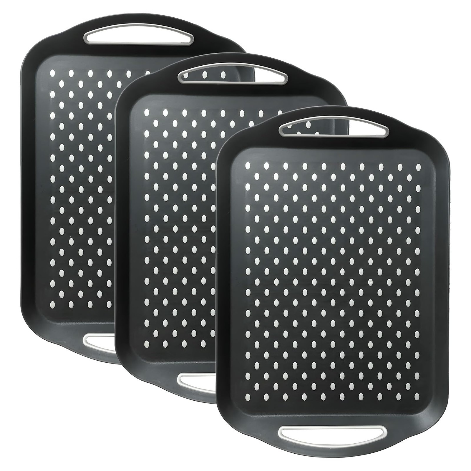 Large Non-Slip Tray with Handle, Black PP+TPR Lap Tray, 15.5×11.5 Inch, Dual …