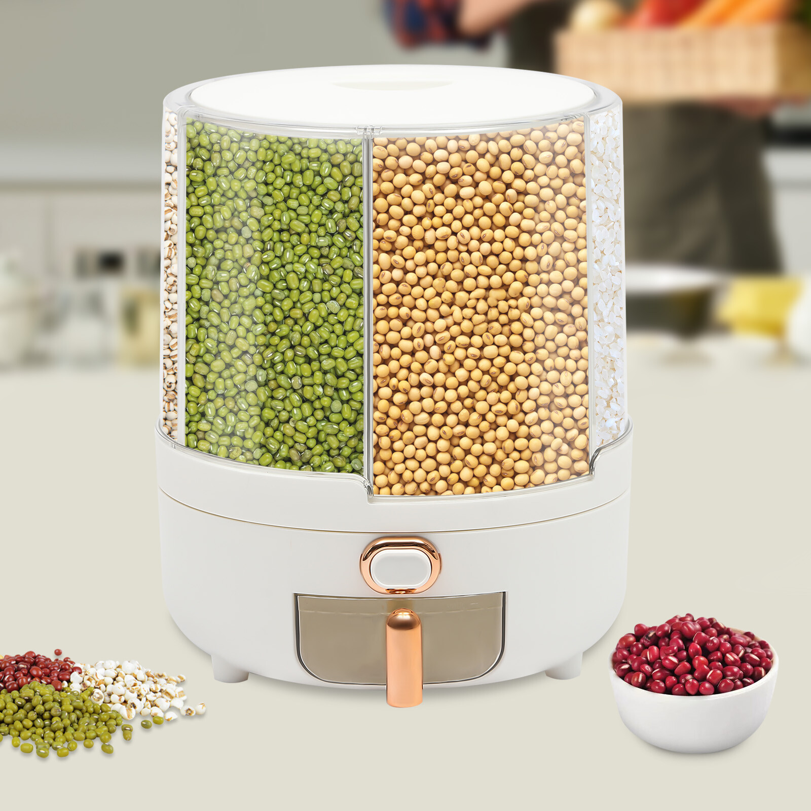 6.5kg Rice Dispenser Container Grain Cereal Storage Dry Food Airtight Box