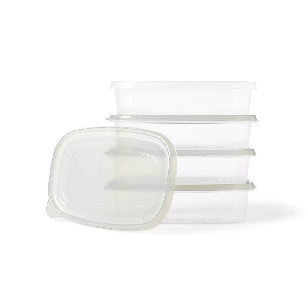 Medium Rectangle Food Storage Containers – 76 fl oz/4ct – Dealworthy™: Stackable