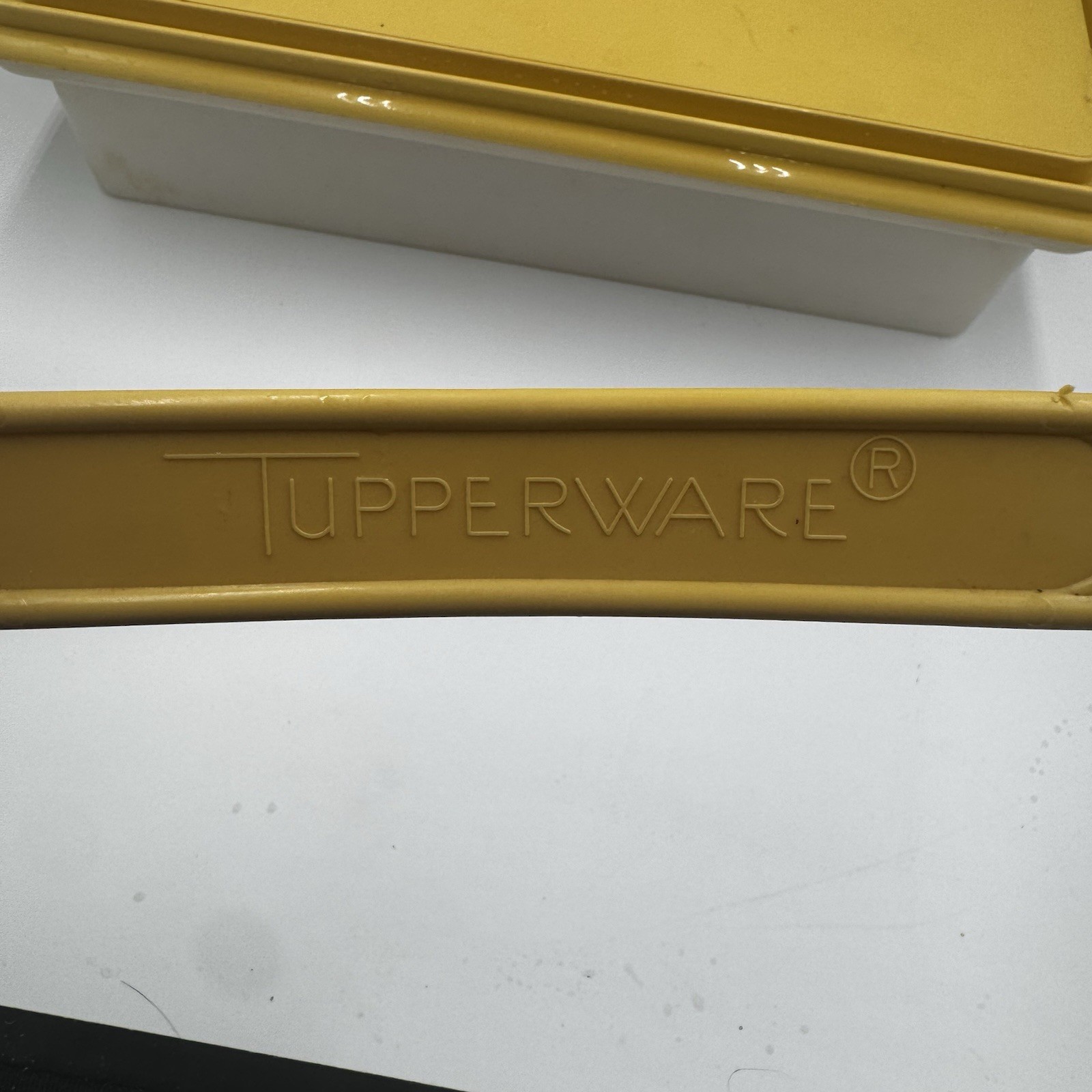 Vintage Tupperware Cake Carrier Rectangular 13×9 Tan Beige Handle Lid USA