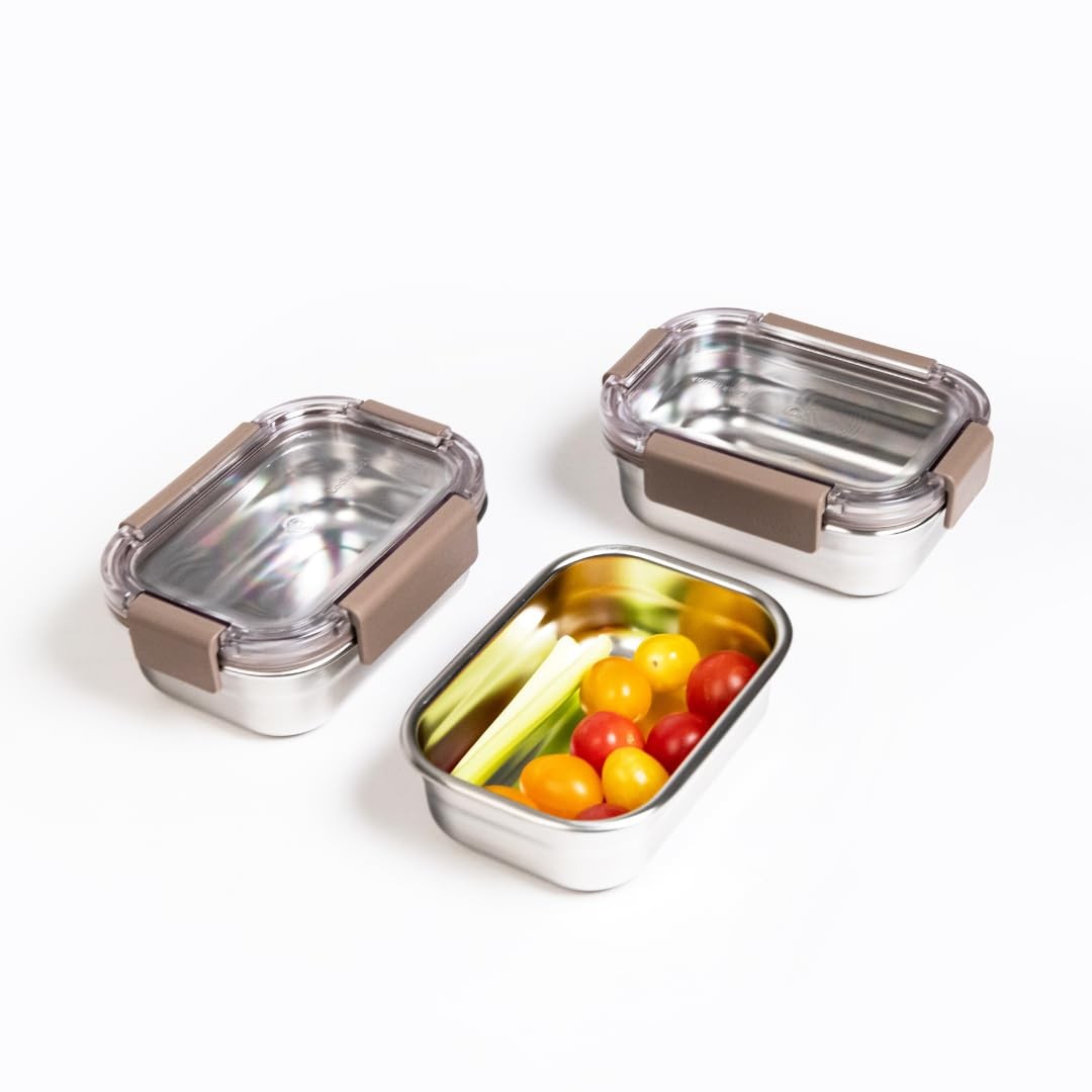 Stainless Steel Food Storage Containers with Lids, Metal Lunch Boxes, Leak-Pr…