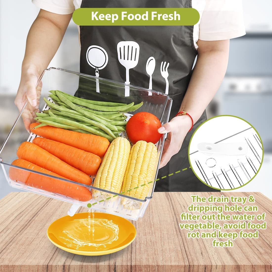 10 Pack Refrigerator Pantry Organizer Bins, Stackable Fridge Organizer Bins with
