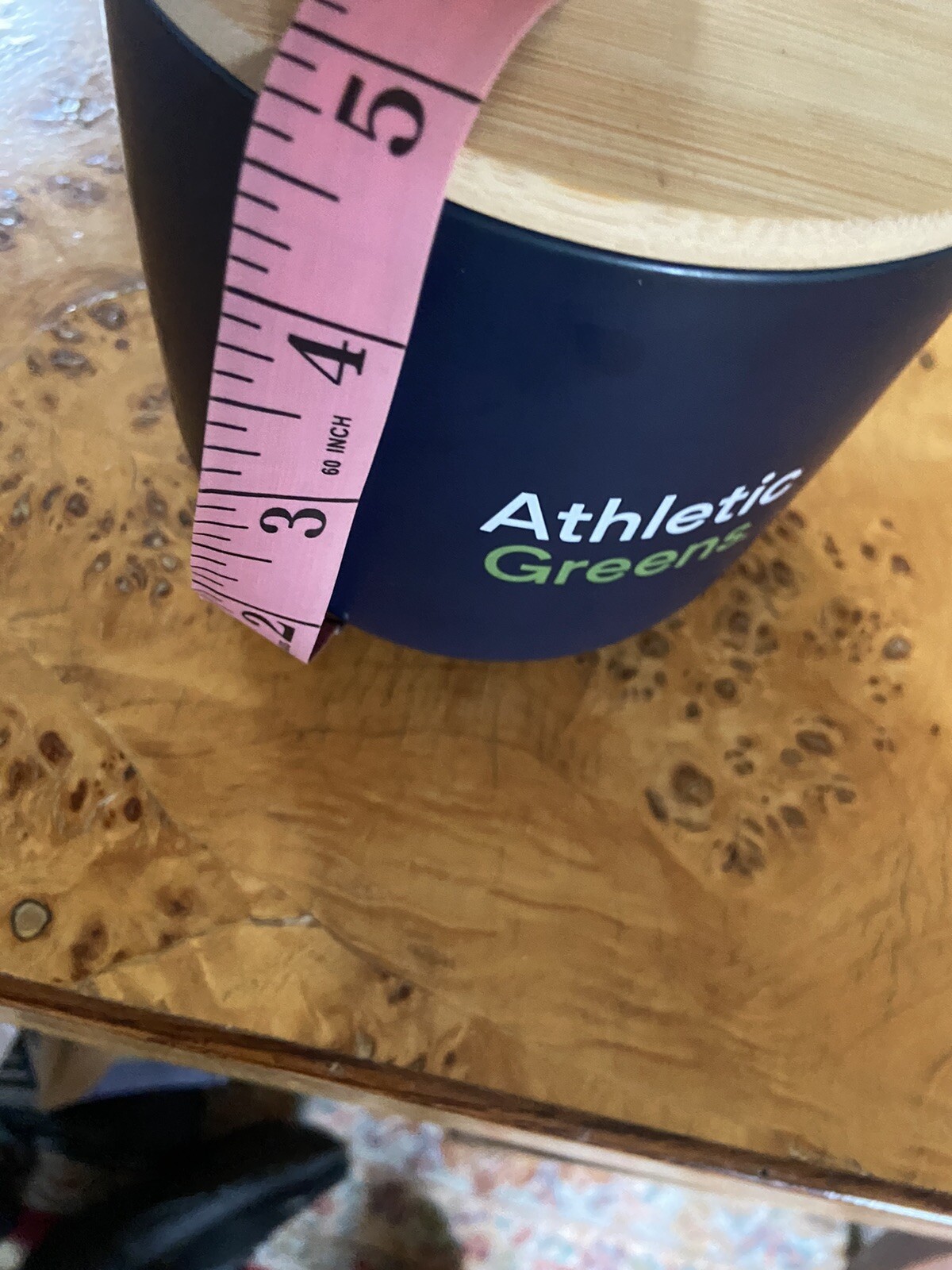 Athletic Greens Ceramic Blue Kitchen Storage Container Bamboo Lid 5”