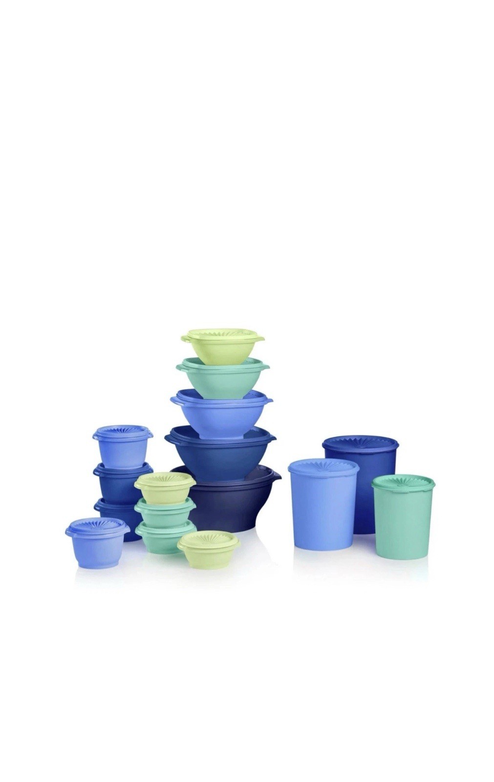 Tupperware Heritage Collection 32 Piece Food Storage Set Vintage Blue Colors New