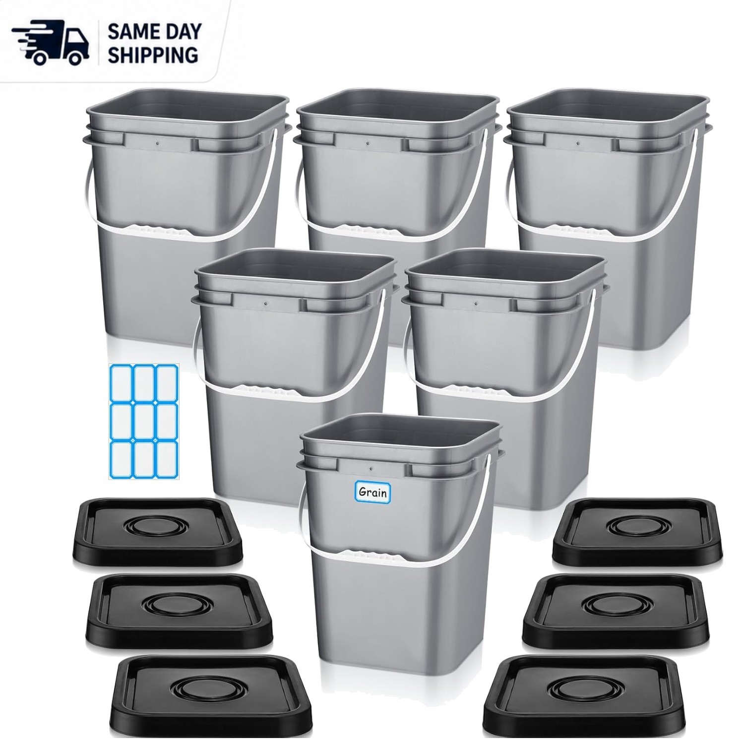 Durable 5 Gallon Food Storage Buckets – Heavy Duty Square Containers with Lids