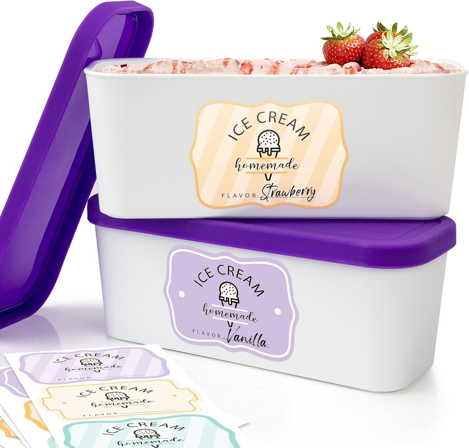 Set of 2 Reusable Ice Cream Tub Containers 1.6 Quart Ea. – Perfect for Homemade